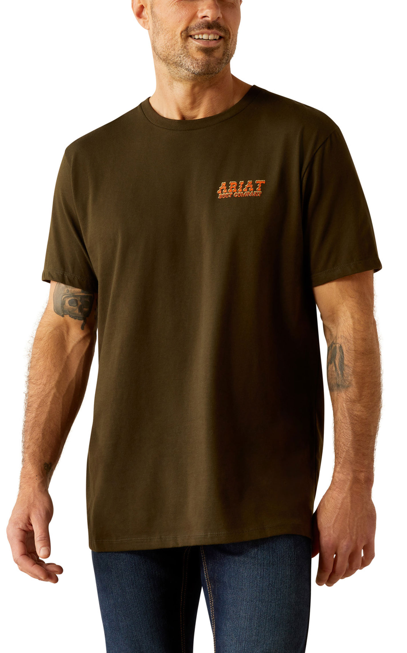 Ariat Men's Dark Olive Armadillo Logo Graphic T-Shirt - Image 1
