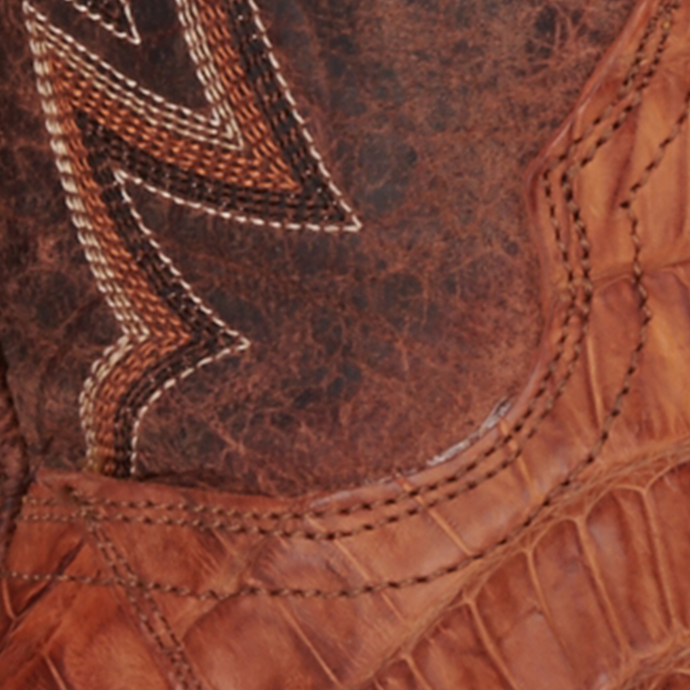 Cavender's Men's Cognac and Peanut Reverse Caiman Tail Wide Square Toe Exotic Cowboy Boot - Image 1