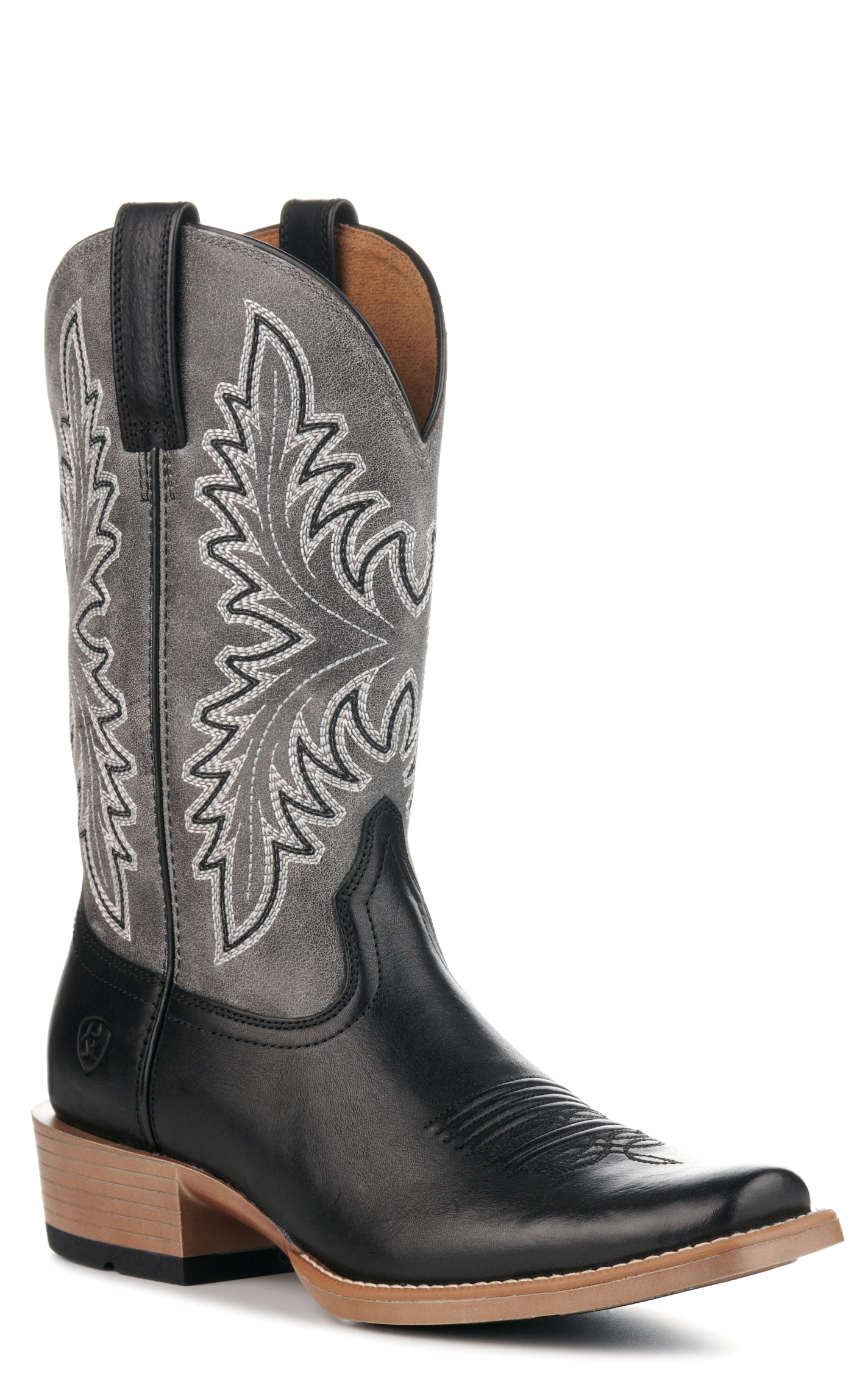 Ariat Men's Renegade Black and Titanium Bantamweight Punchy Square Toe Cowboy Boots - Image 1