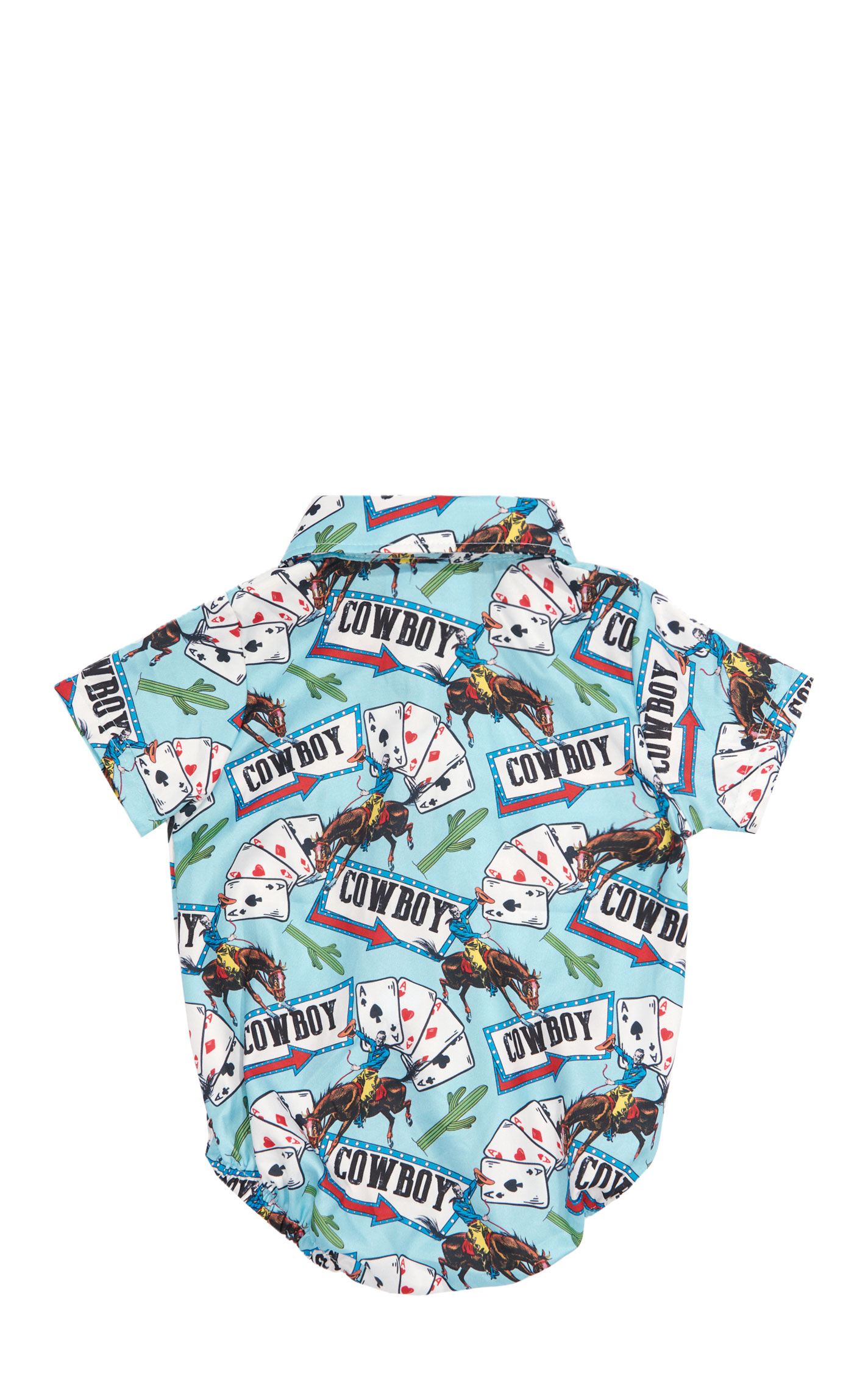 Shea Baby Infant Boy's Turquoise Cowboys & Cards Western Onesie - Image 1