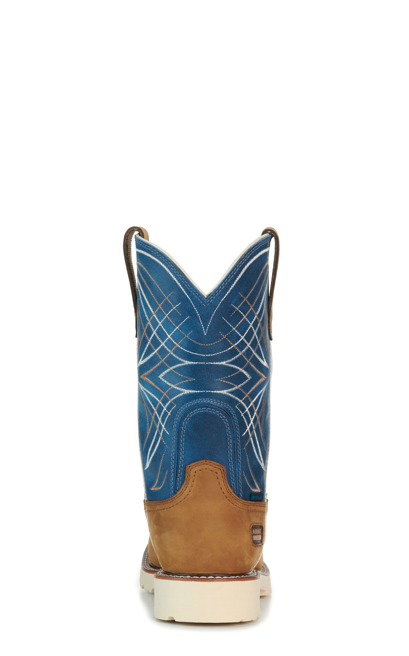 Ariat Men’s Activator Brown and Blue Waterproof Wide Square Steel Toe Work Boots - Image 1