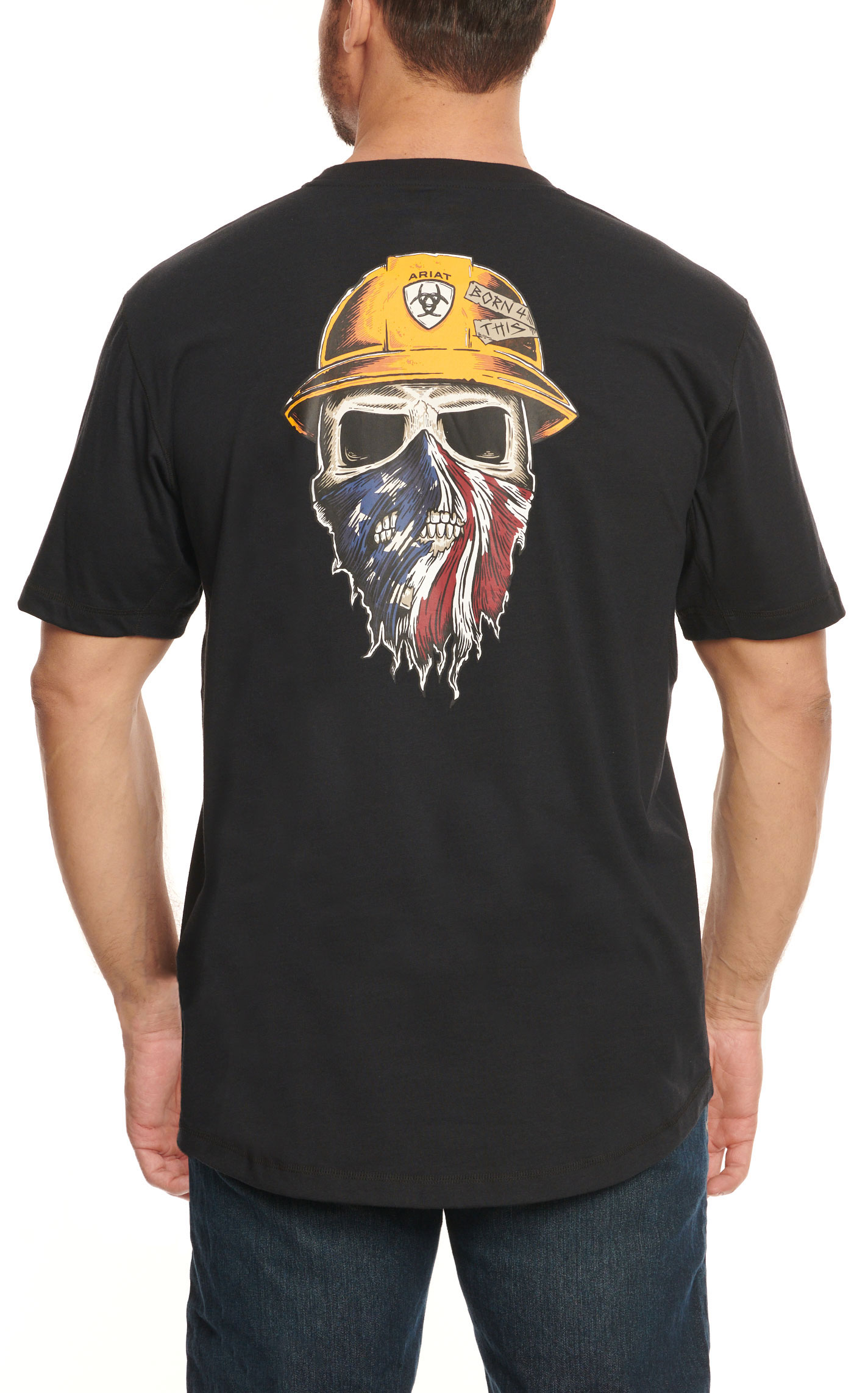 Ariat Men's Rebar Workman Cotton Strong Black Born for This Logo Graphic Short Sleeve Work T-Shirt - Image 1