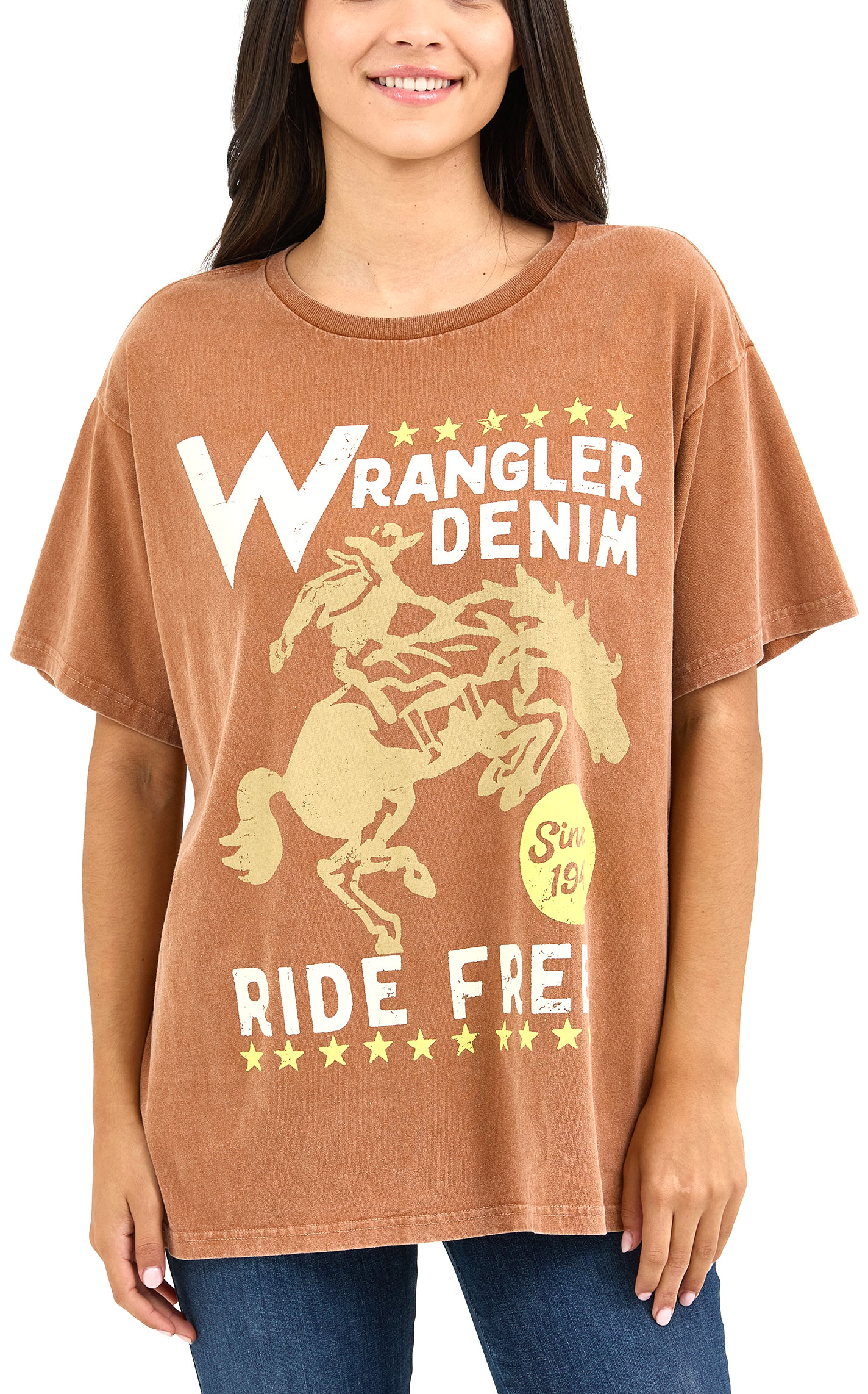 Wrangler Retro Women's Washed Rust Ride Free Logo Graphic T-Shirt - Image 2