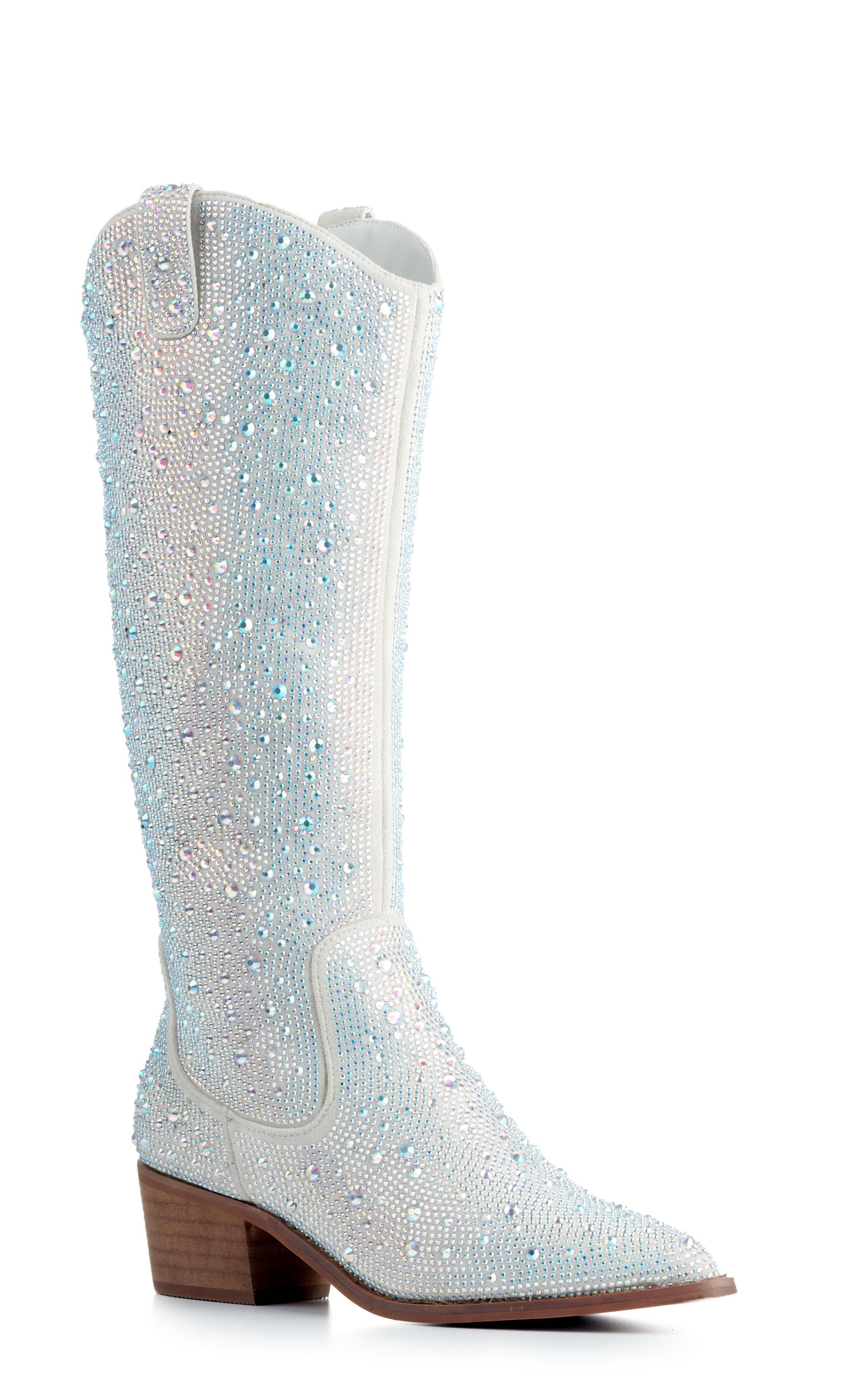 Very G Women's Kady Silver with Clear Rhinestone Tall Snip Toe Cowboy Boots - Image 1