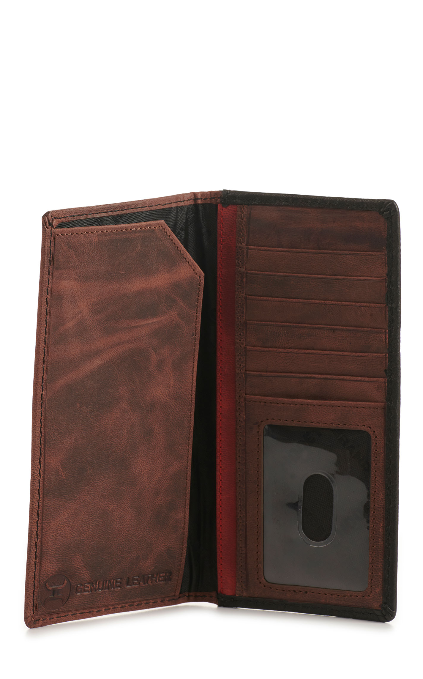 Hooey Men's Brown with Black, Red, and Ivory Aztec Print Rodeo Wallet / Checkbook Cover - Image 1