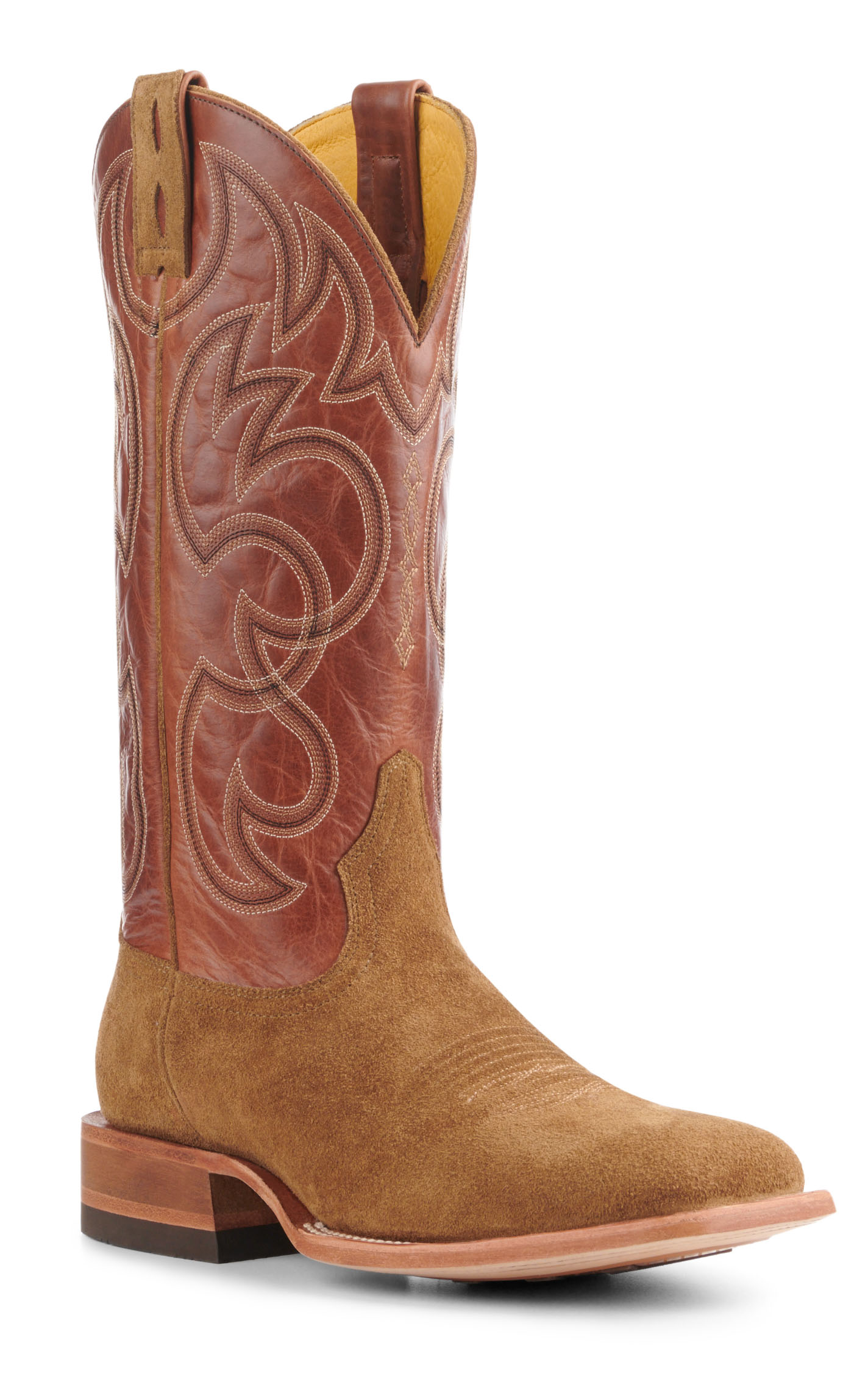 Cavender's Men's Endurance Saddle and Sand Roughout Wide Square Toe Cowboy Boots - Image 1