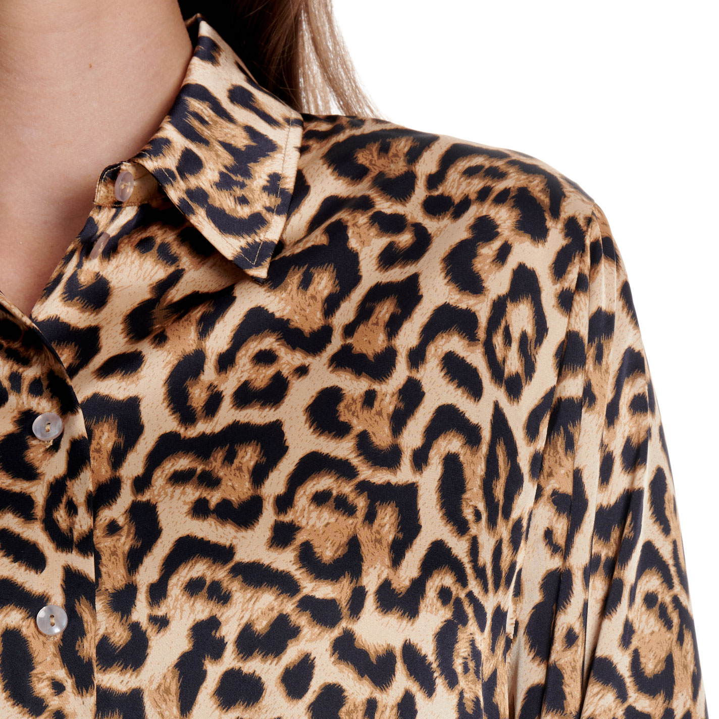 HYFVE Brown Leopard Long Sleeve Button-Up Top - Image 1