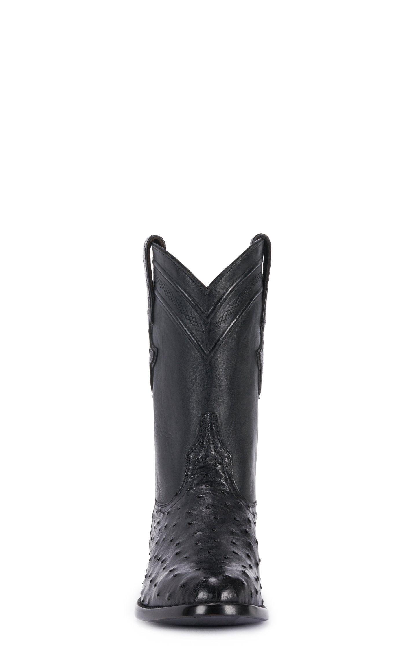 JRC & Sons Men's Miguel Full Quill Ostrich Round Toe Exotic Roper Boot in Black - Image 1