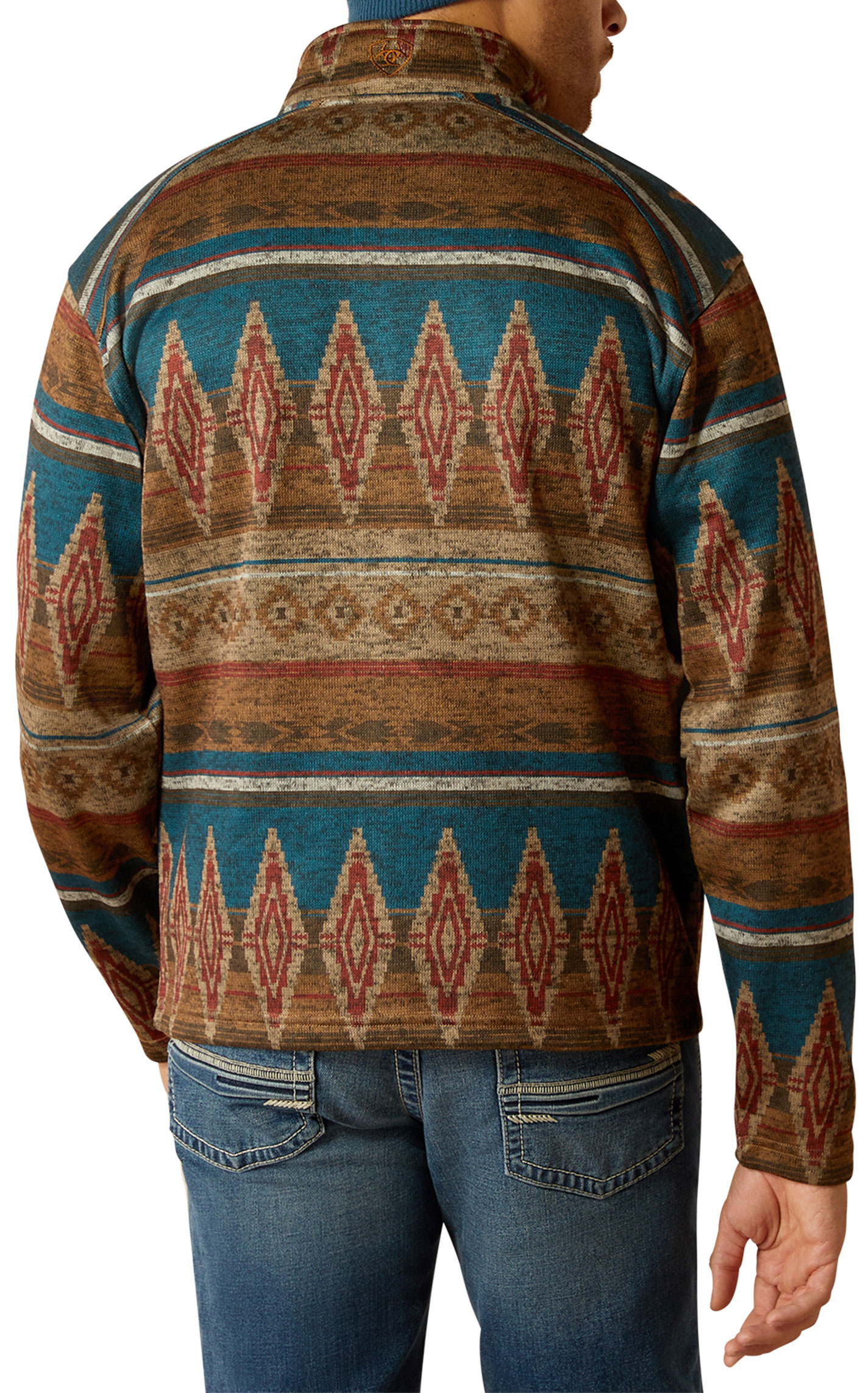 Ariat Men's Caldwell Brindle Coffee & Blue Aztec Print Sweater Jacket - Image 1