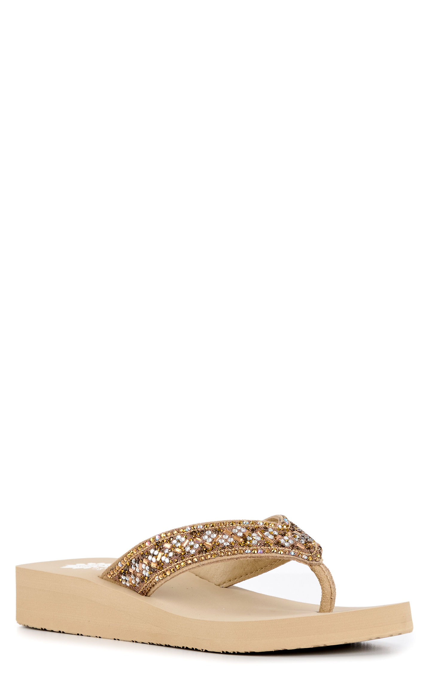 Yellow Box Ladies’ Taupe Junia Bling Flip Flops - Image 1