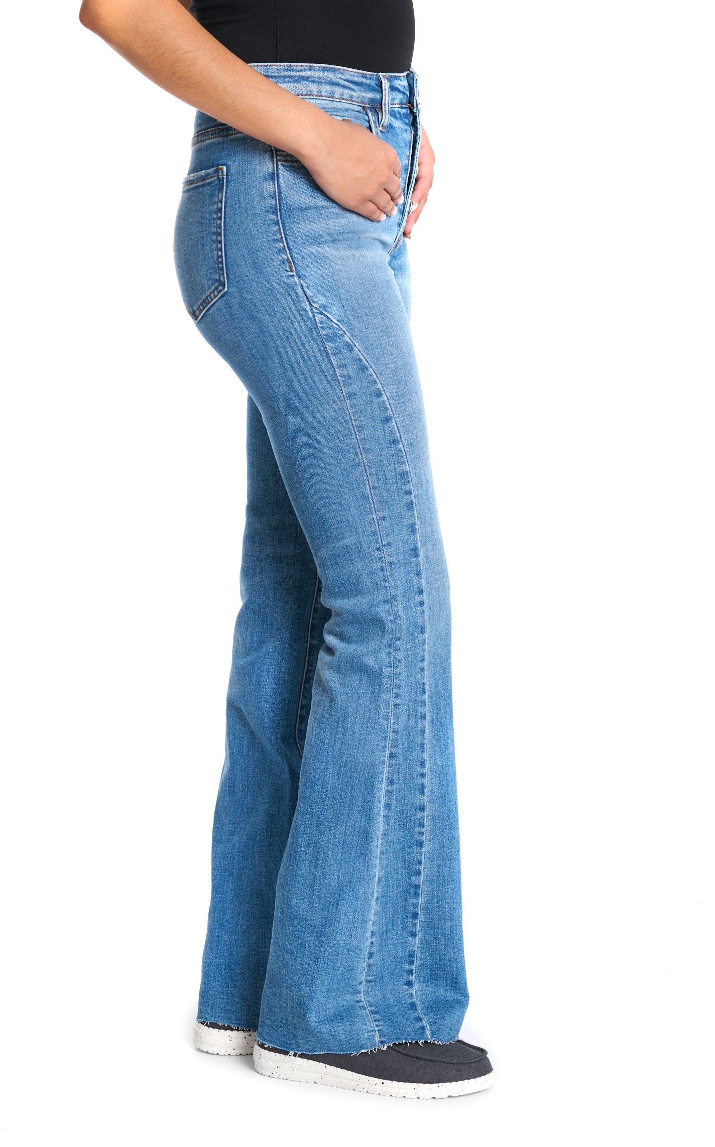 Jelly Jeans Women's Light Wash Button Fly Flare Jeans - Image 1