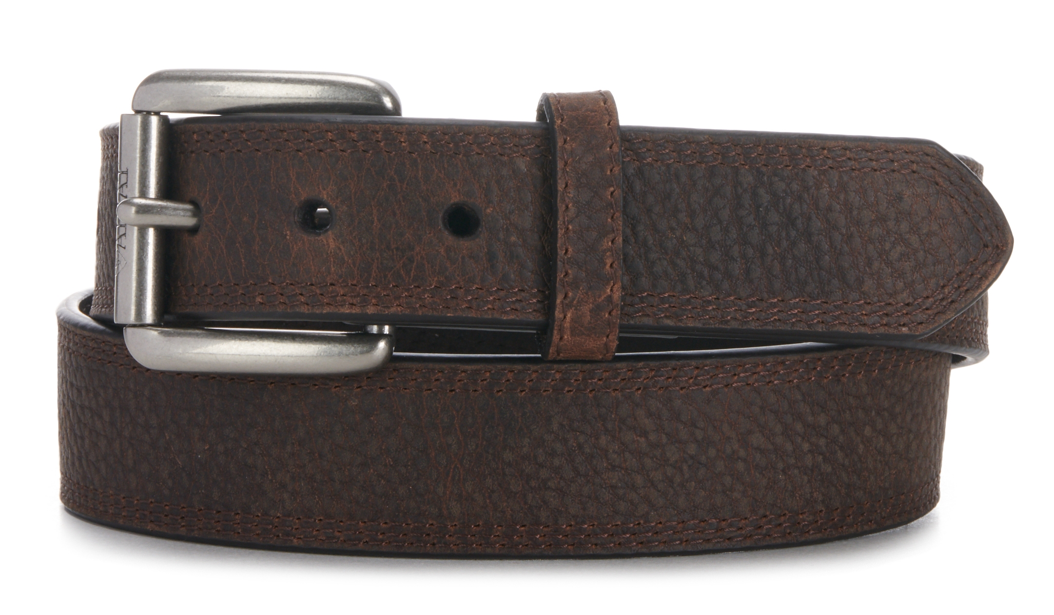 Ariat Men's Rowdy Brown Triple Stitch Basic Western Belt - Image 1