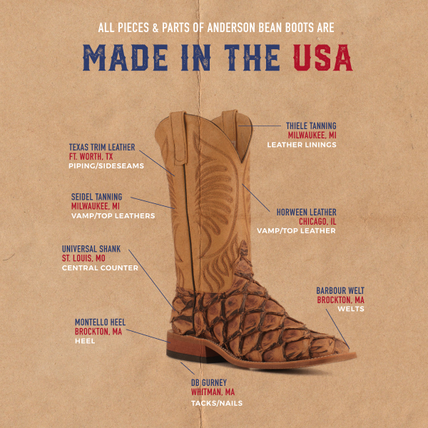 Anderson Bean Men's Ivory and Brown Matte Big Bass Wide Square Toe Exotic Cowboy Boots - Image 1