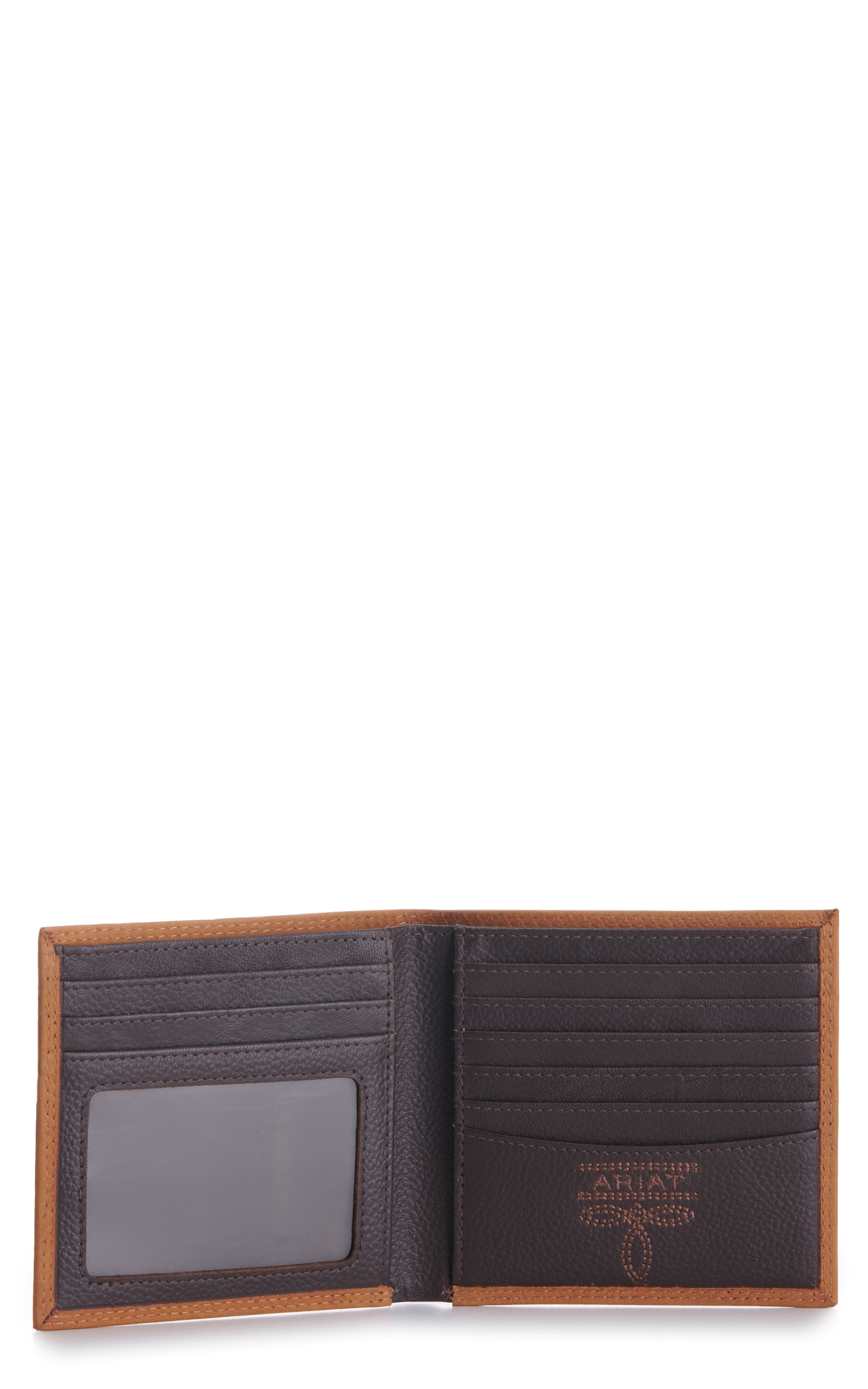 Ariat Men's Tan Embossed Logo Bifold Wallet - Image 1