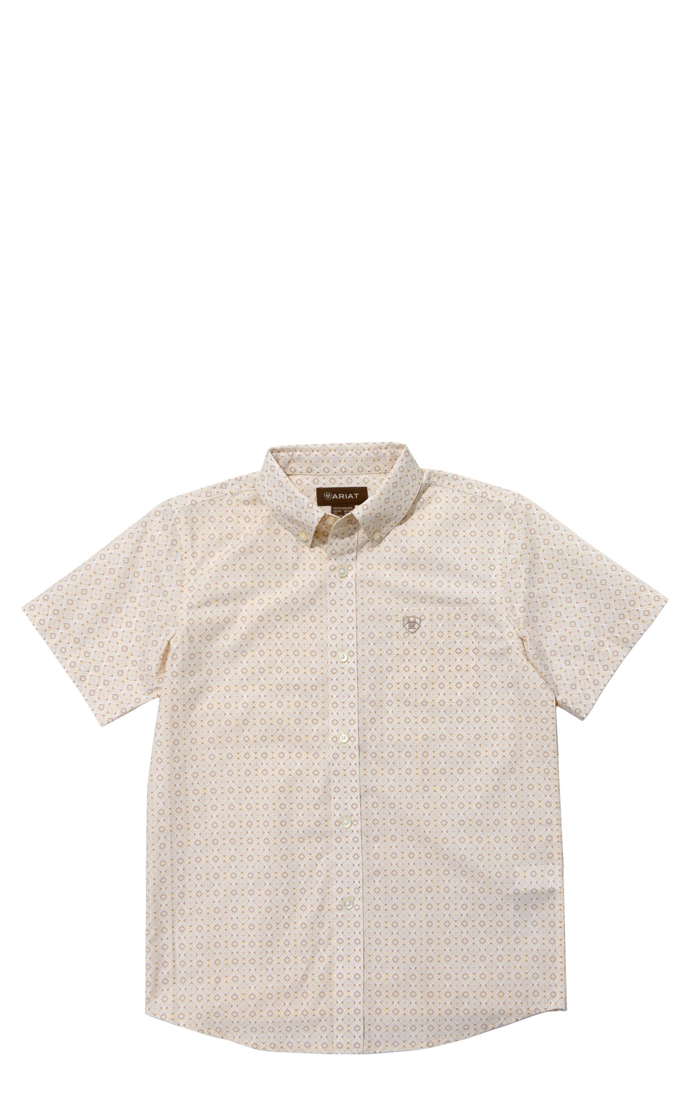 Ariat Boy's Wayne Creme Brulee Geo Western Shirt - Image 1