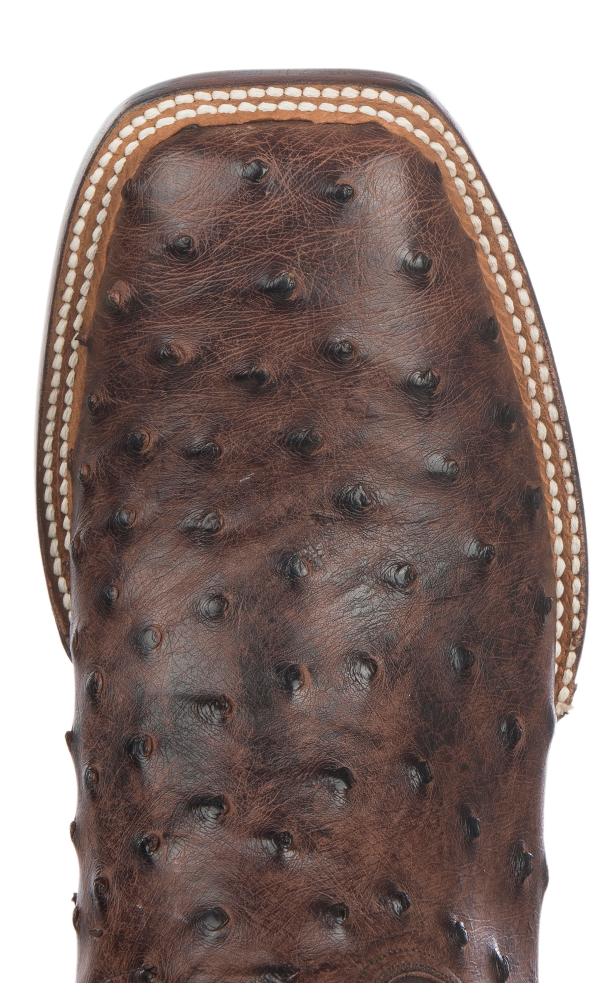 Black Jack Men's Burnished Brown Full Quill Ostrich Wide Square Toe Exotic Cowboy Boots - Image 1