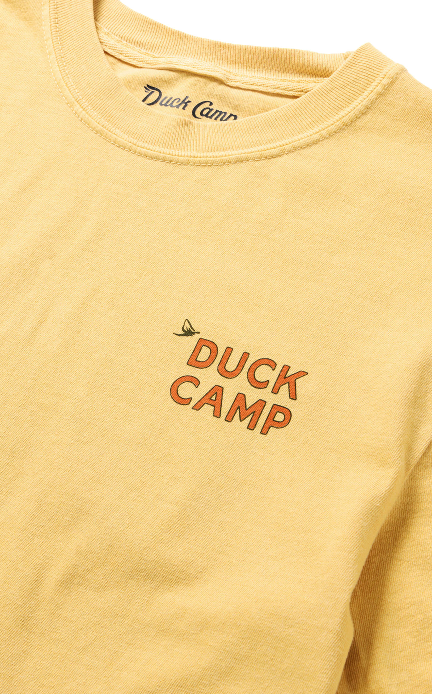 Duck Camp Men's Mustard Trout Camp Logo T-Shirt - Image 1