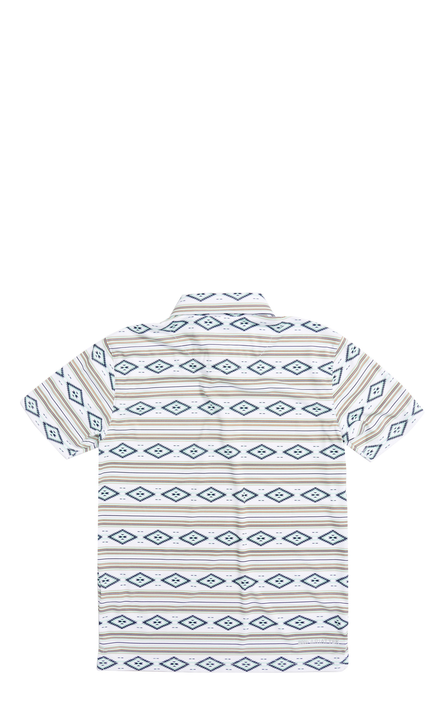 Ariat Boy's AriatTek White & Spring Green Aztec Stripe Print Polo - Image 1