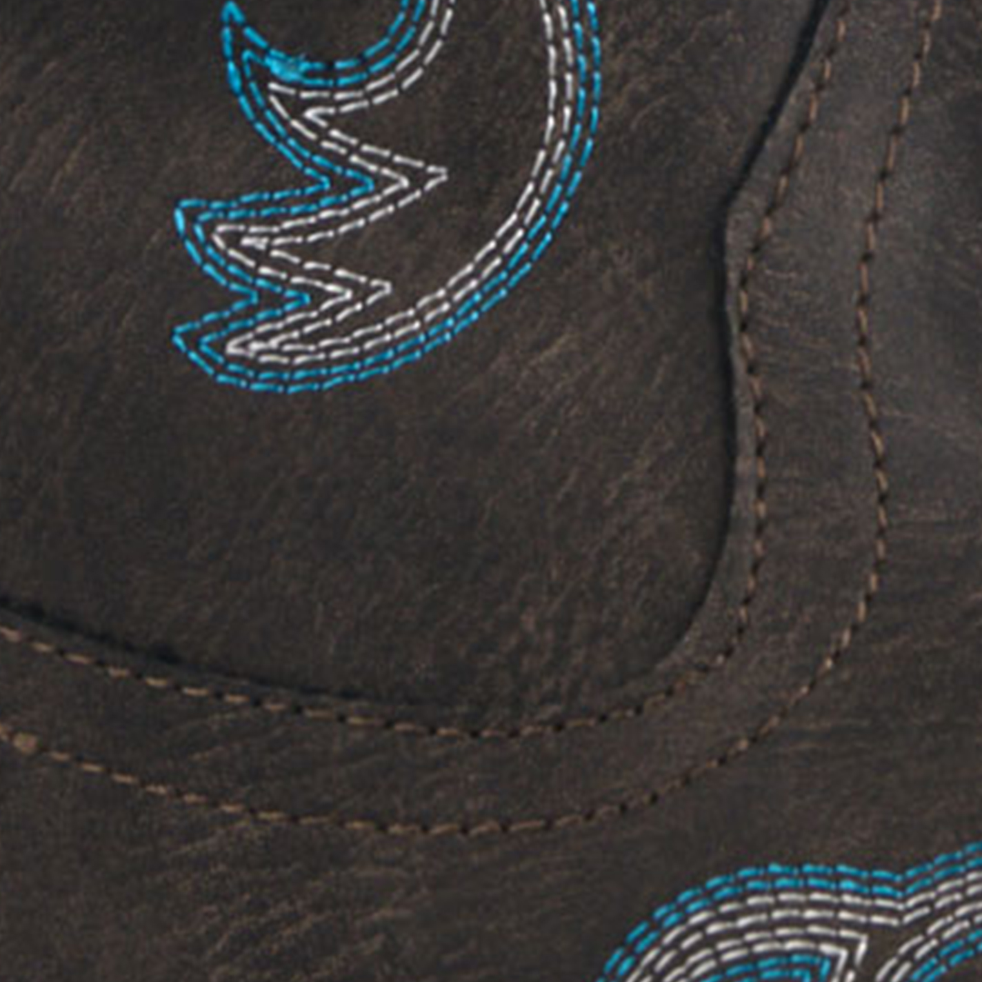 Roper Women’s Riley Brown with Blue Embroidery Faux Leather Wide Square Toe Cowboy Boots - Image 1