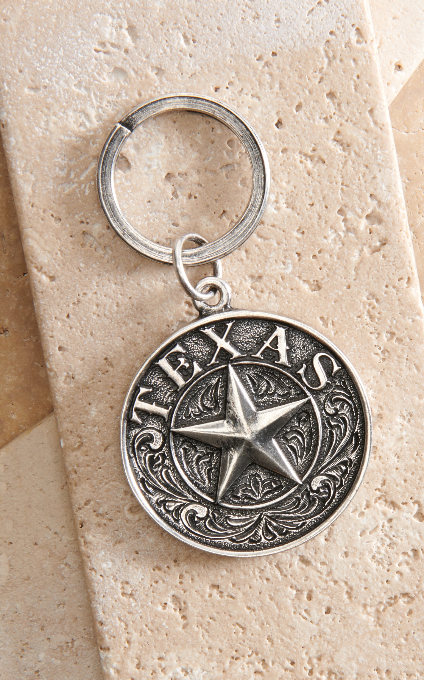AndWest Antique Silver Texas Star Keychain - Image 1
