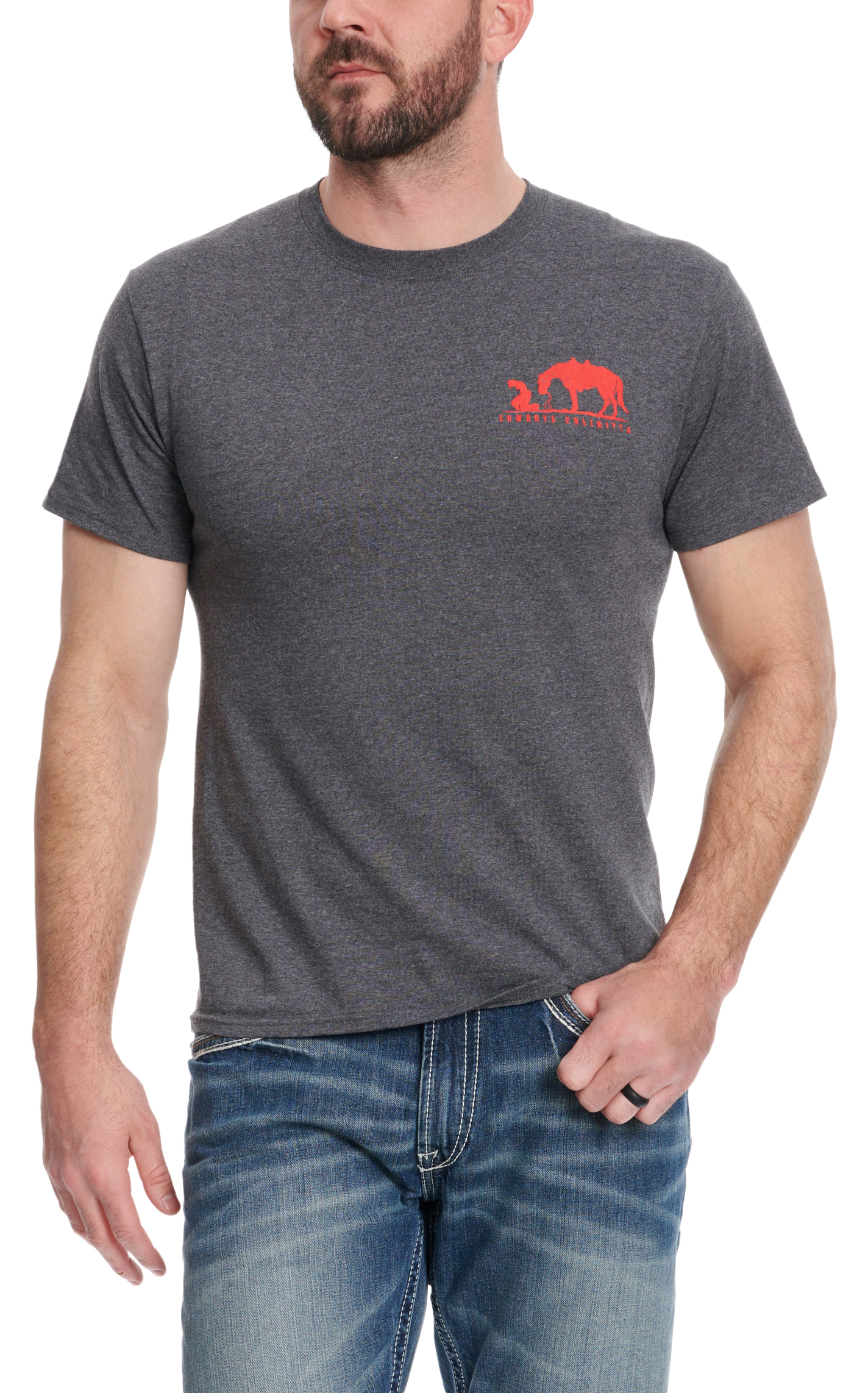 Moss Brothers Cowboys Unlimited Men's Charcoal Gray God's Country Short Sleeve T-Shirt - Image 1