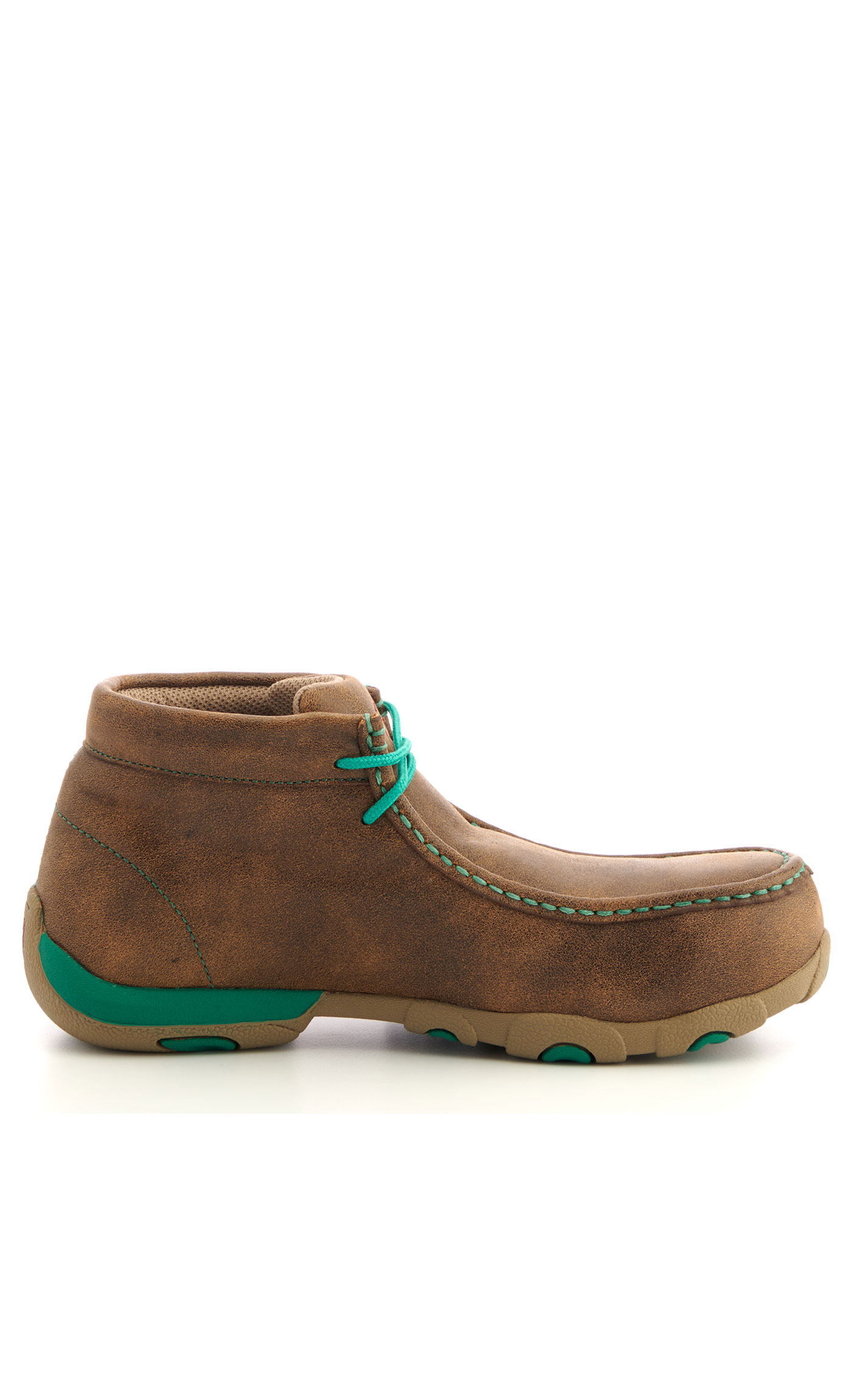 Twisted X Women's Brown Bomber with Turquoise Laces Chukka Driving Moc Alloy Toe Work Shoe - Image 1