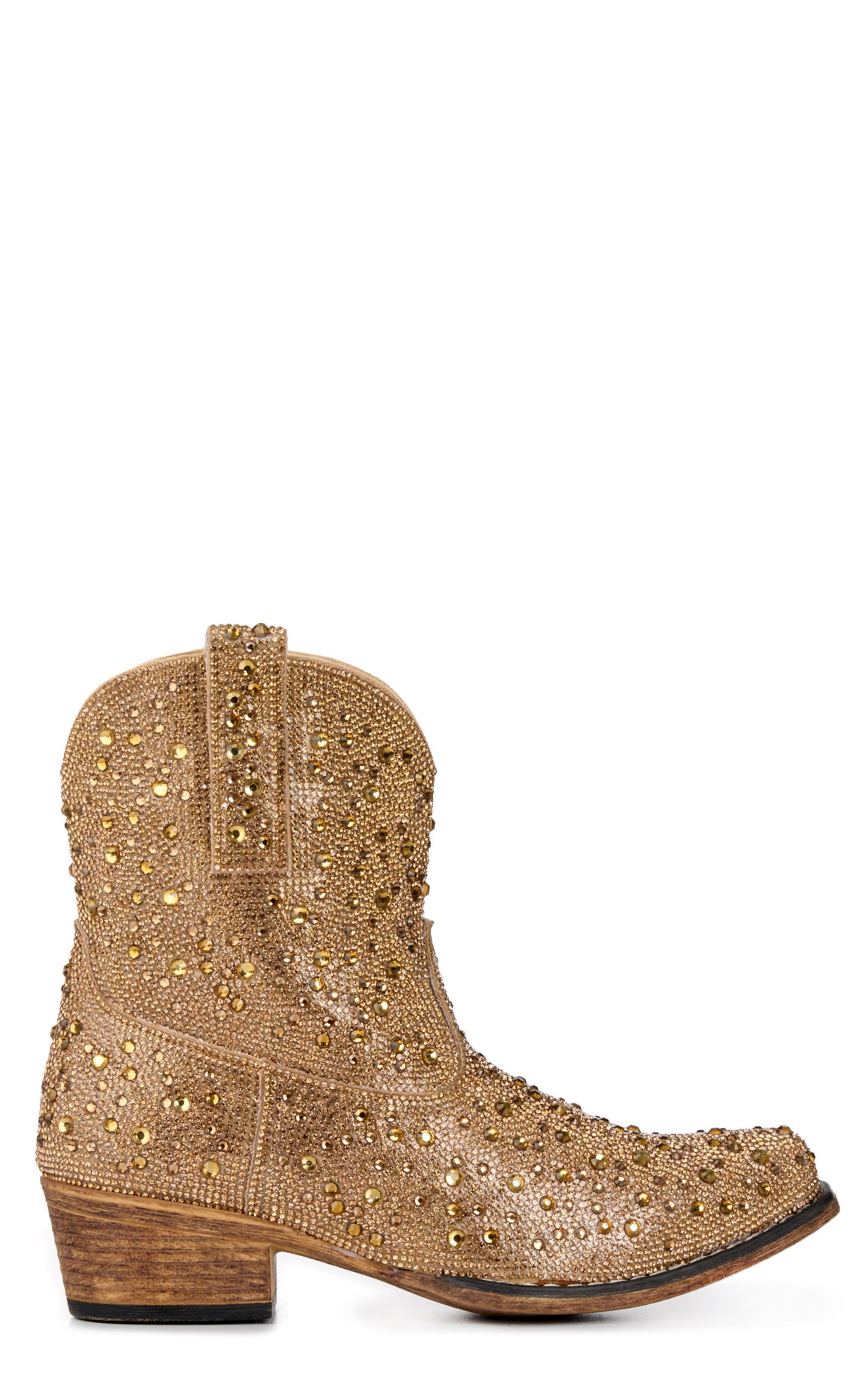 Roper Women's Shay Jewels Tan Rhinestone Snip Toe Cowboy Booties - Image 1