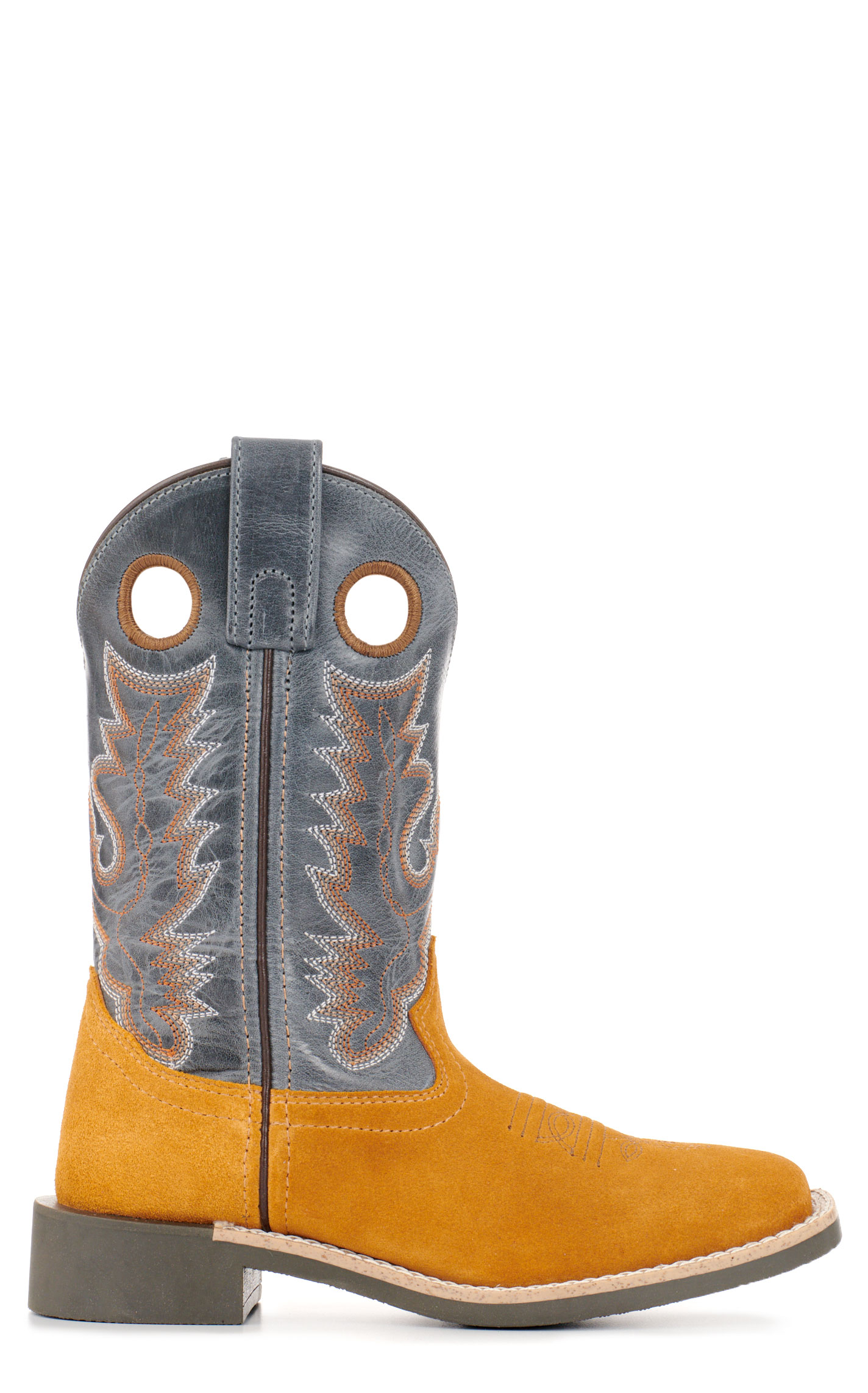 Smoky Mountain Kids' Tex Camel Roughout and Light Navy Wide Square Toe Cowboy Boots - Image 1