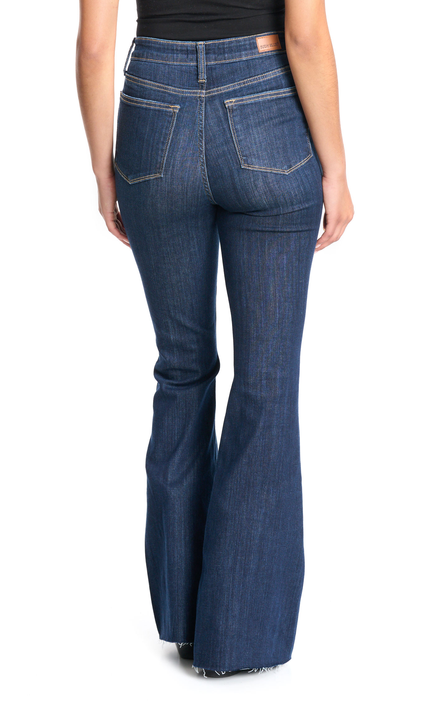 Judy Blue Women's Dark Wash Raw Hem Flare Jeans - Plus Sizes - Image 1