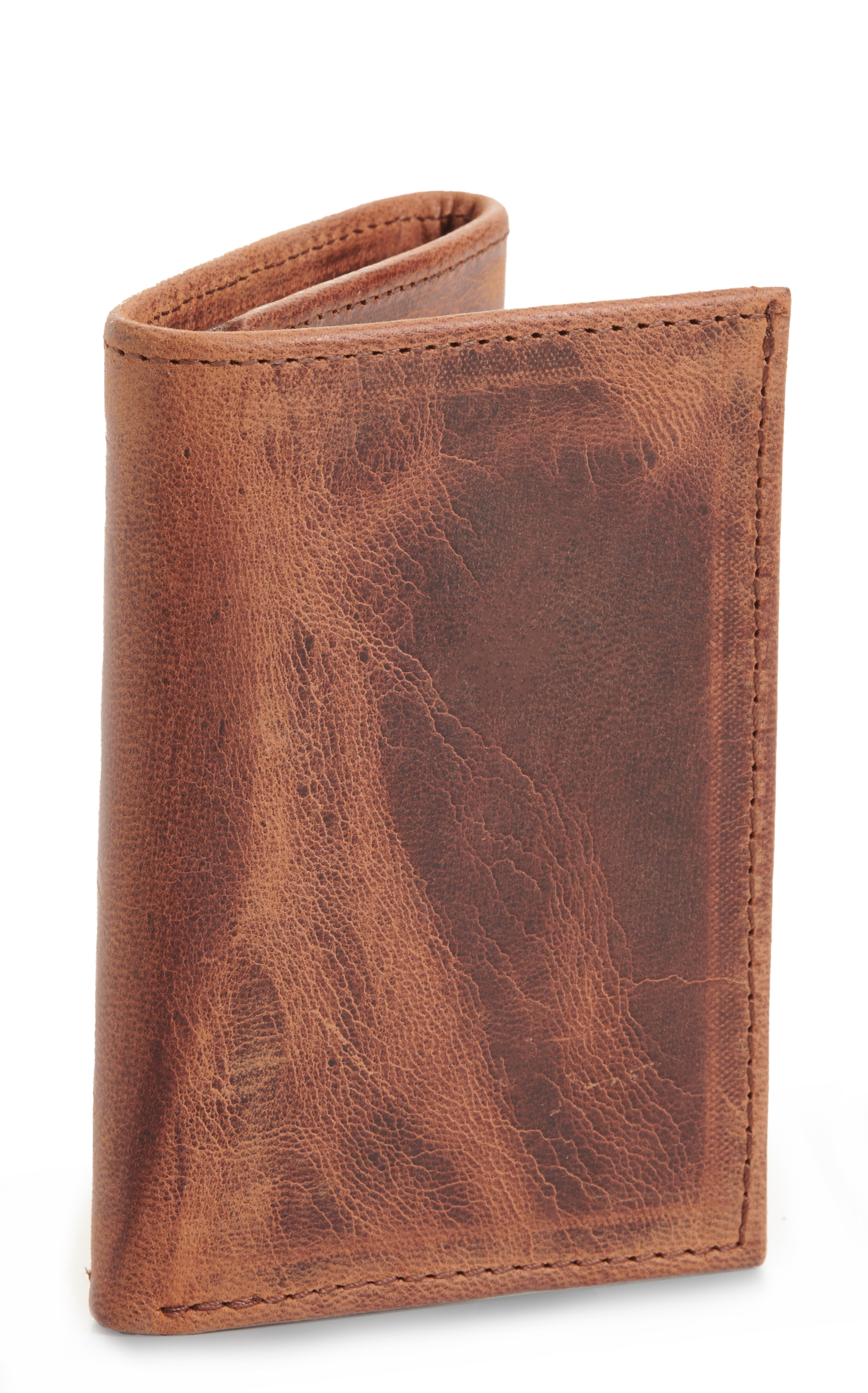 JRC & Sons Men's Tan Mad Dog Goat Leather Trifold Wallet - Image 1