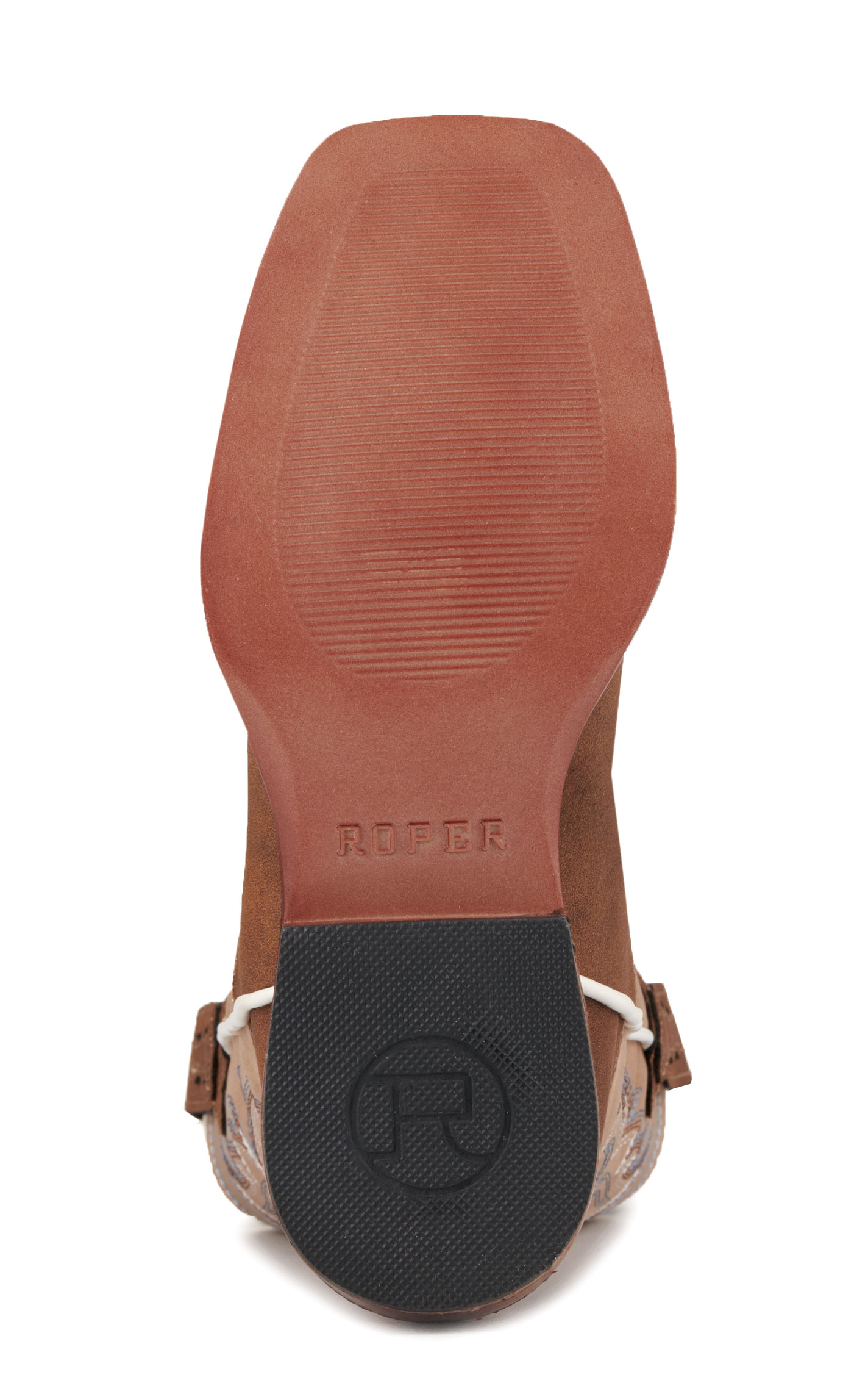 Roper Kids' Eastwood Brown and Tan Faux Leather Square Toe Cowboy Boots - Image 1