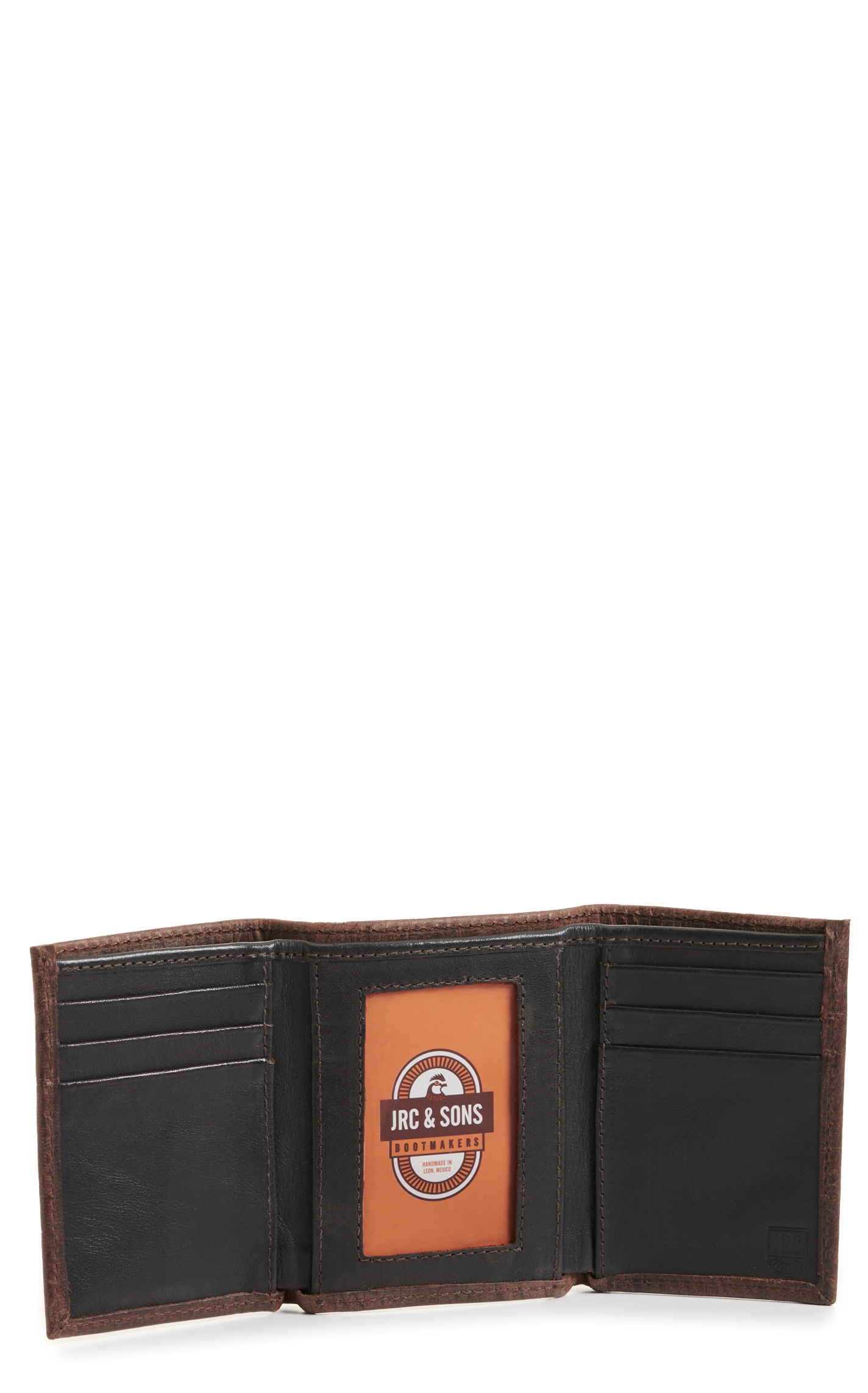 JRC & Sons Men's Chocolate Brown Mad Dog Goat Leather Trifold Wallet - Image 1