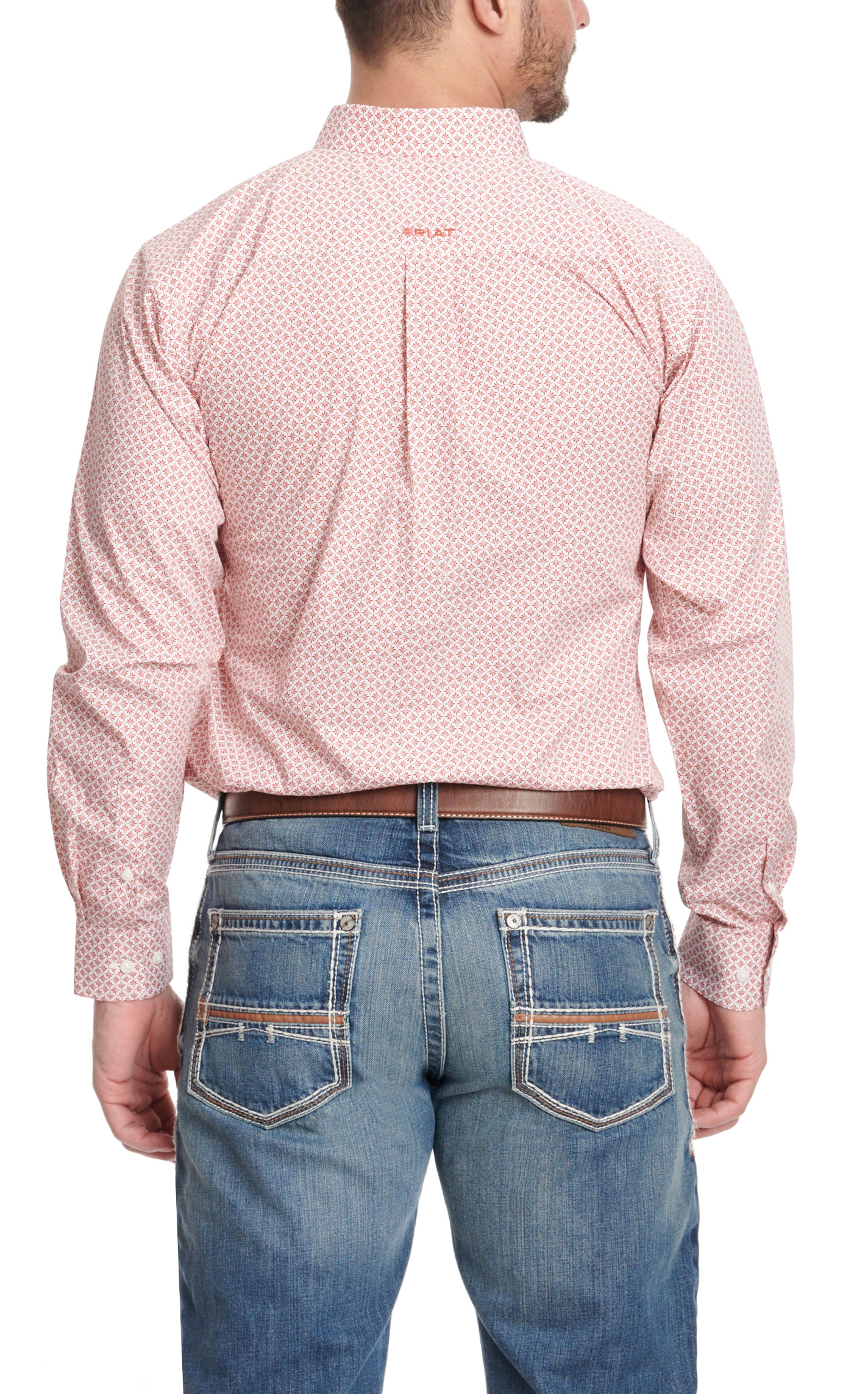 Ariat Men's Izaiah Cream & Tabasco Red Geo Print Long Sleeve Western Shirt - Image 1