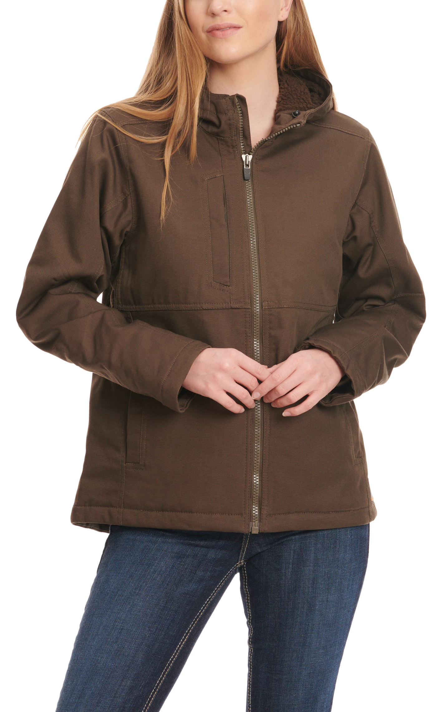 Ariat Rebar Women's DuraCanvas Wren Brown Stretch Canvas Insulated Work Jacket - Image 1