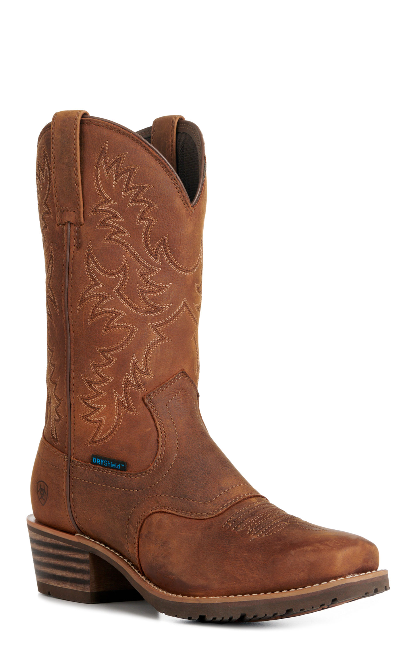 Ariat Men's Hybrid Roughstock Brown Waterproof Square Toe Cowboy Boots - Image 1
