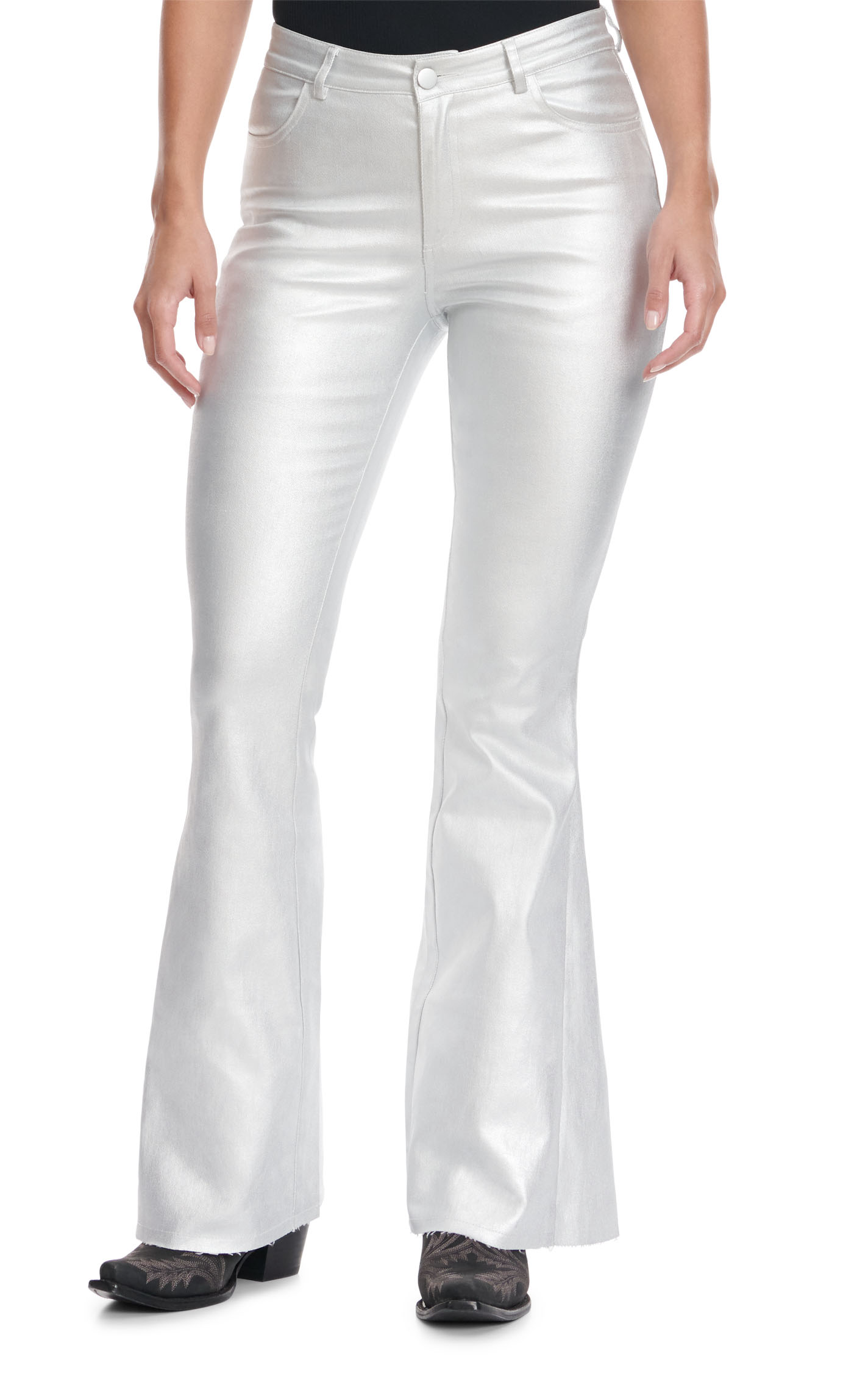 Blue B Women's Silver Denim Flare Leg Jeans  - Image 1