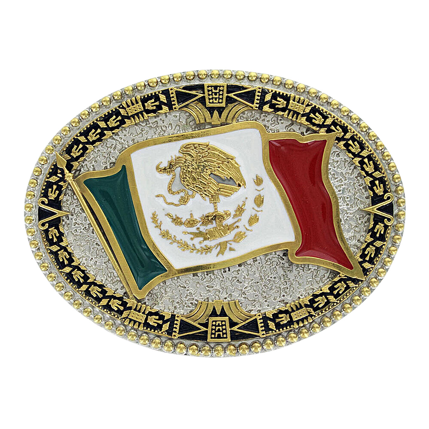 Montana Silversmiths Grand Mexico Flag Belt Buckle - Image 1