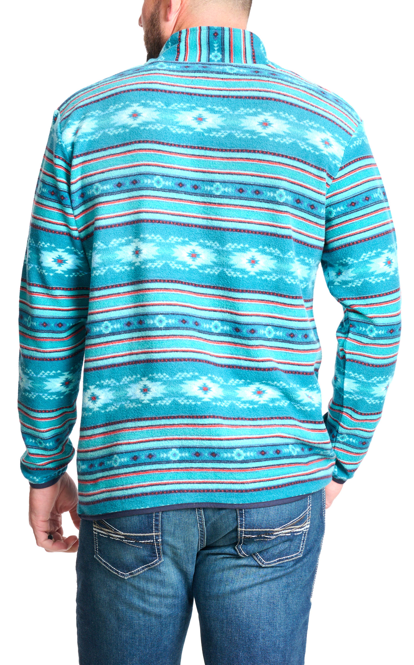 Rafter C Men's Red Dirt Collection Turquoise Aztec 1/4 Zip Pullover - Image 1