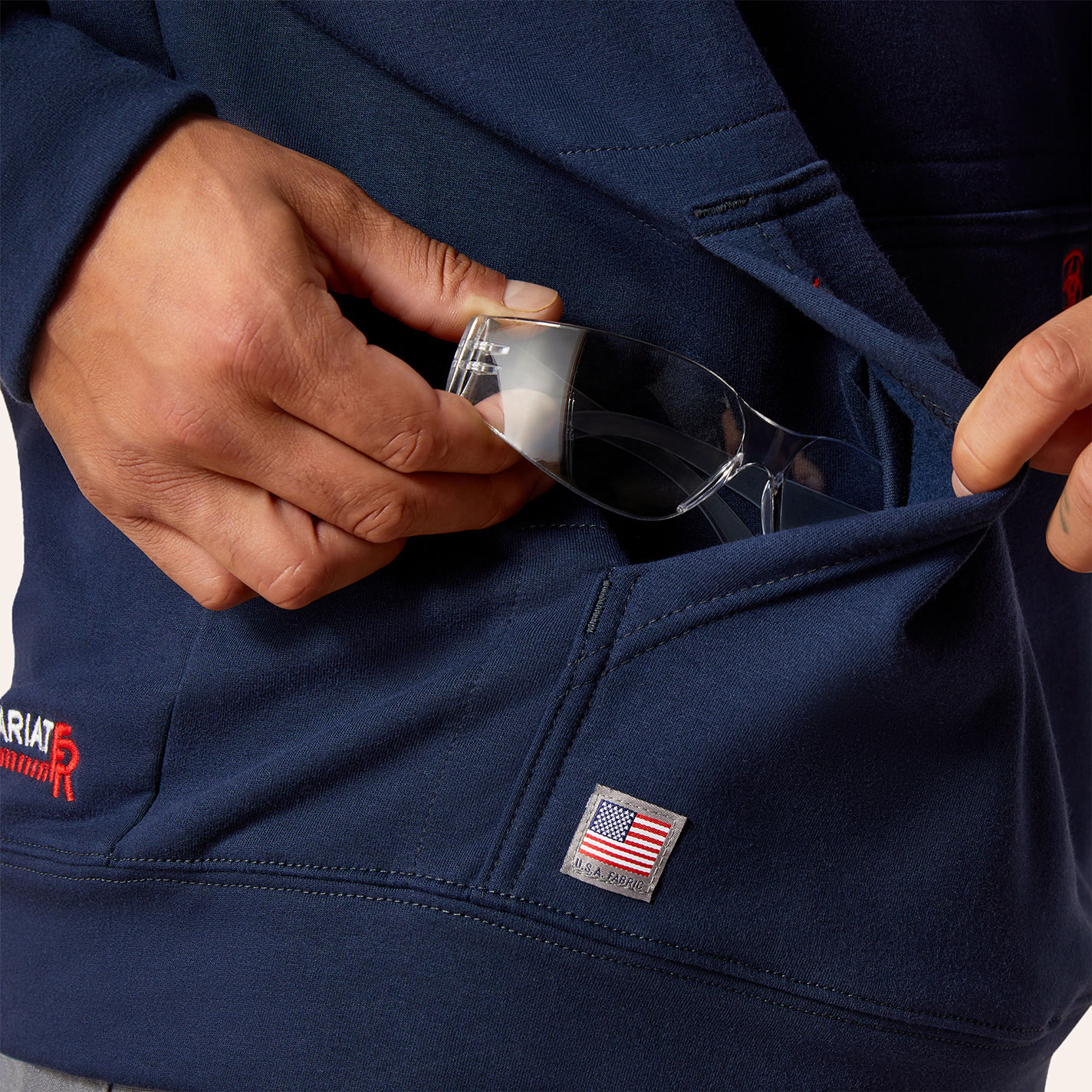Ariat Men's FR DuraStretch Work Hard Navy Work Hoodie - Image 1