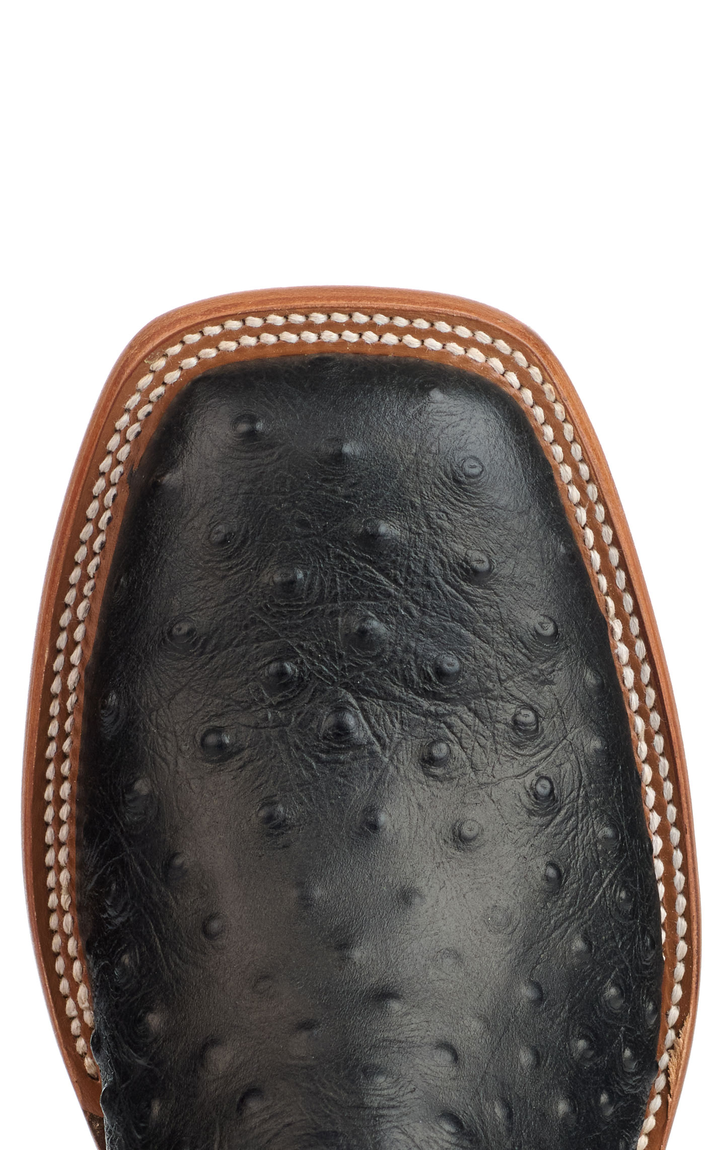 Cavender's Men's Endurance Black with Black Ostrich Print Foot Hybrid Wide Square Toe Cowboy Boots - Image 1