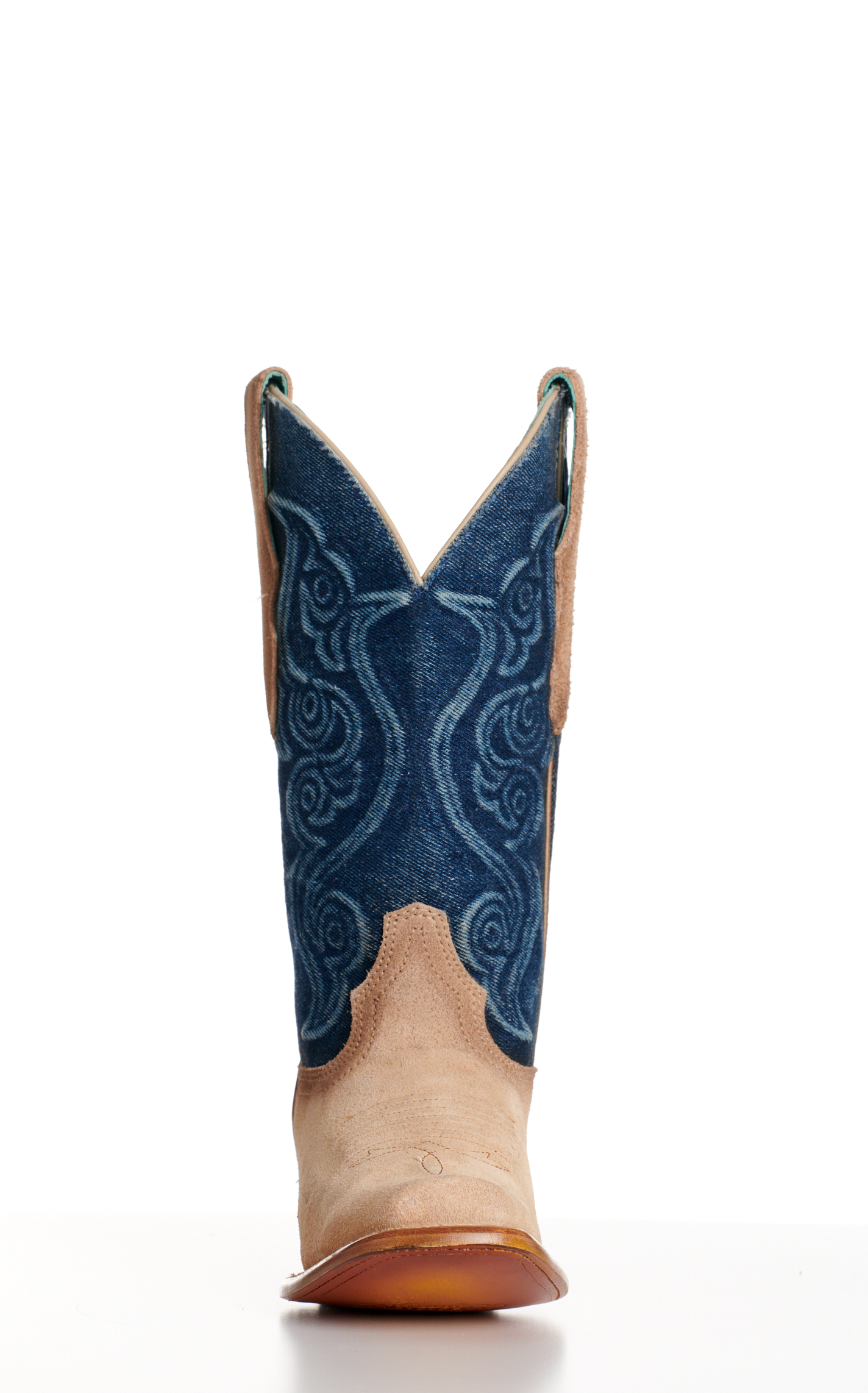 Corral Women's Sand Suede and Denim Wide Square Toe Cowboy Boots - Image 1