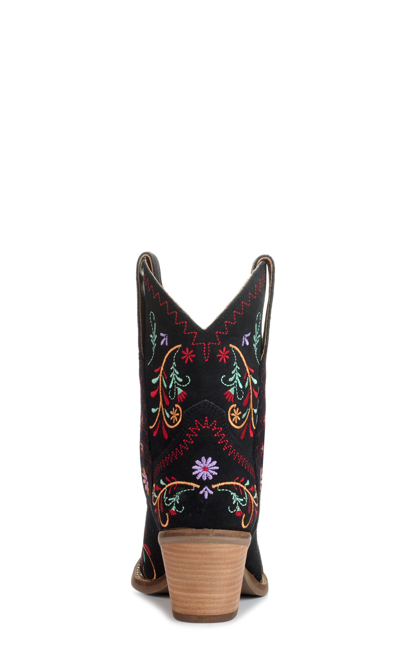Dingo Women's Sugar Bug Black Suede with Floral Embroidery Round Toe Booties - Image 1