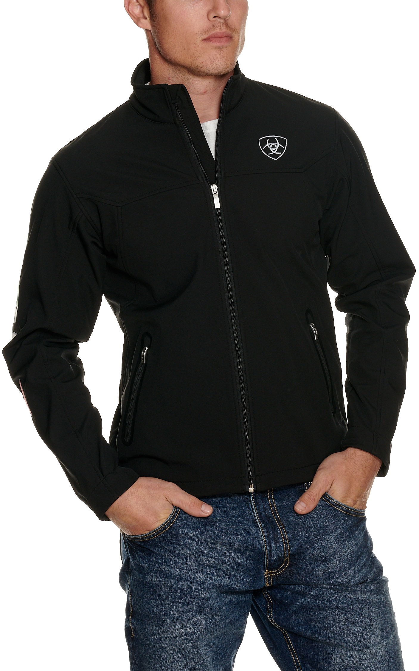 Ariat Men's Black with Mexico Flag Logo Team Softshell Jacket - Image 1