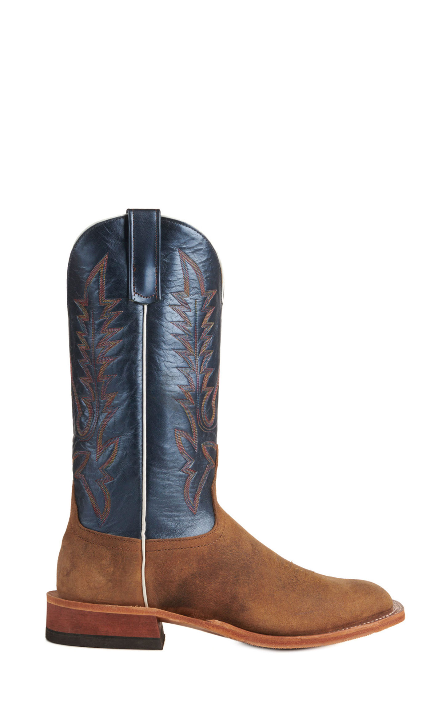 Anderson Bean Men's Sand Elk and Blue Wide Square Toe Cowboy Boots - Image 1