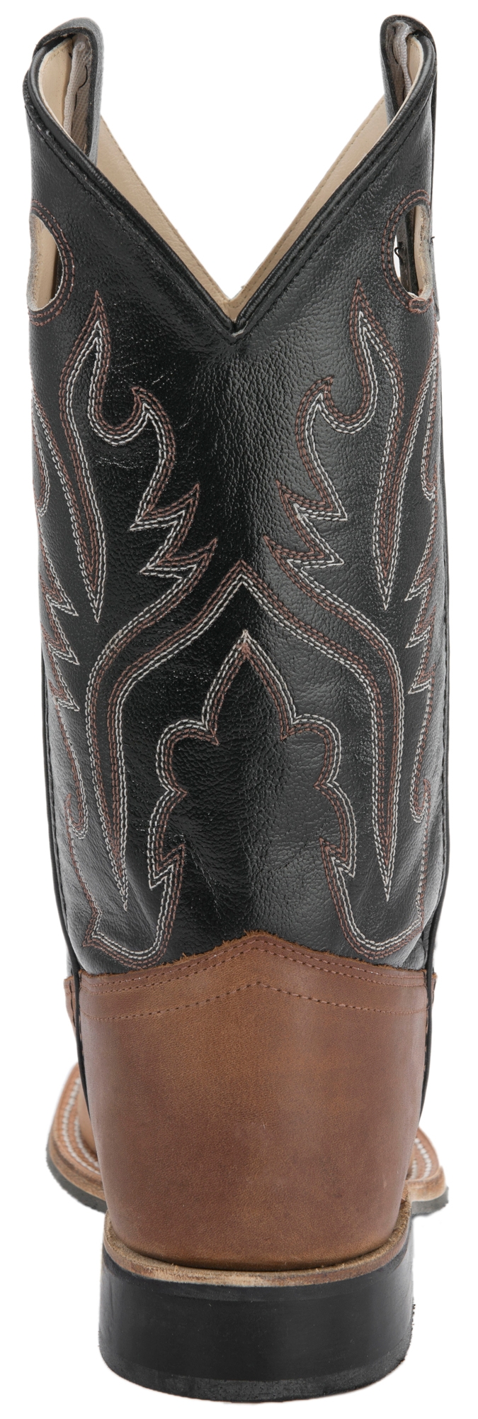 Old West Kids Distressed Brown and Black Corona Calf Leather Square Toe Cowboy Boots - Image 1
