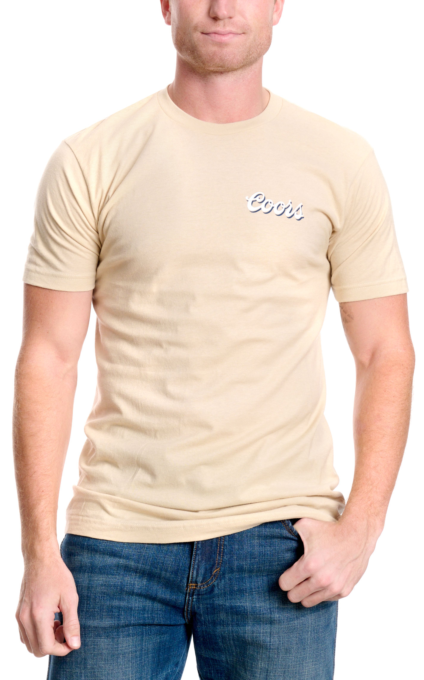 Brew City Men's Sand Coors Cowboy Graphic T-Shirt - Image 1