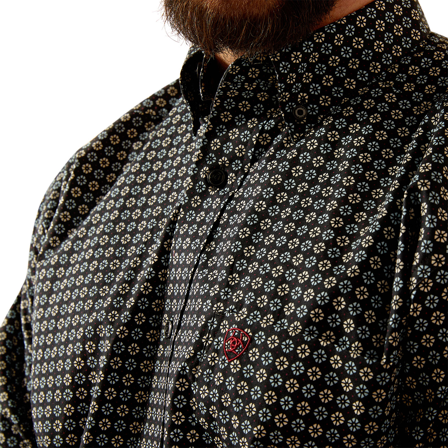 Ariat Men's Gustav Black & Floral Geo Print Western Shirt - Image 1