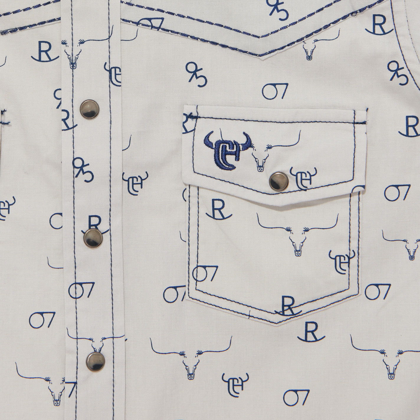 Cowboy Hardware Boy's Light Gray Branding Iron Print Western Shirt - Image 1