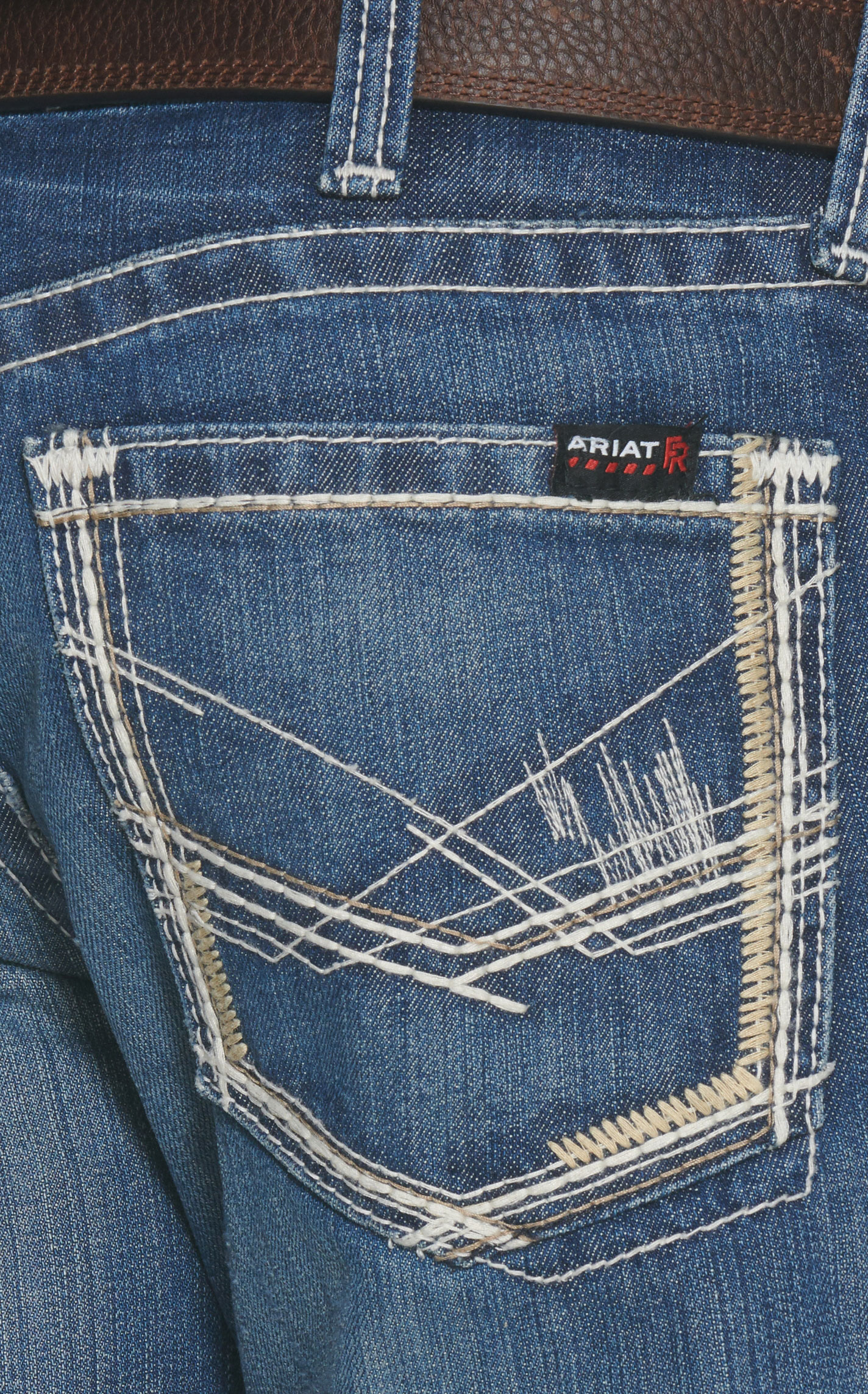 Ariat Men's FR M4 Ridgeline Glacier Medium Wash Relaxed Fit Boot Cut Work Jeans - Image 1
