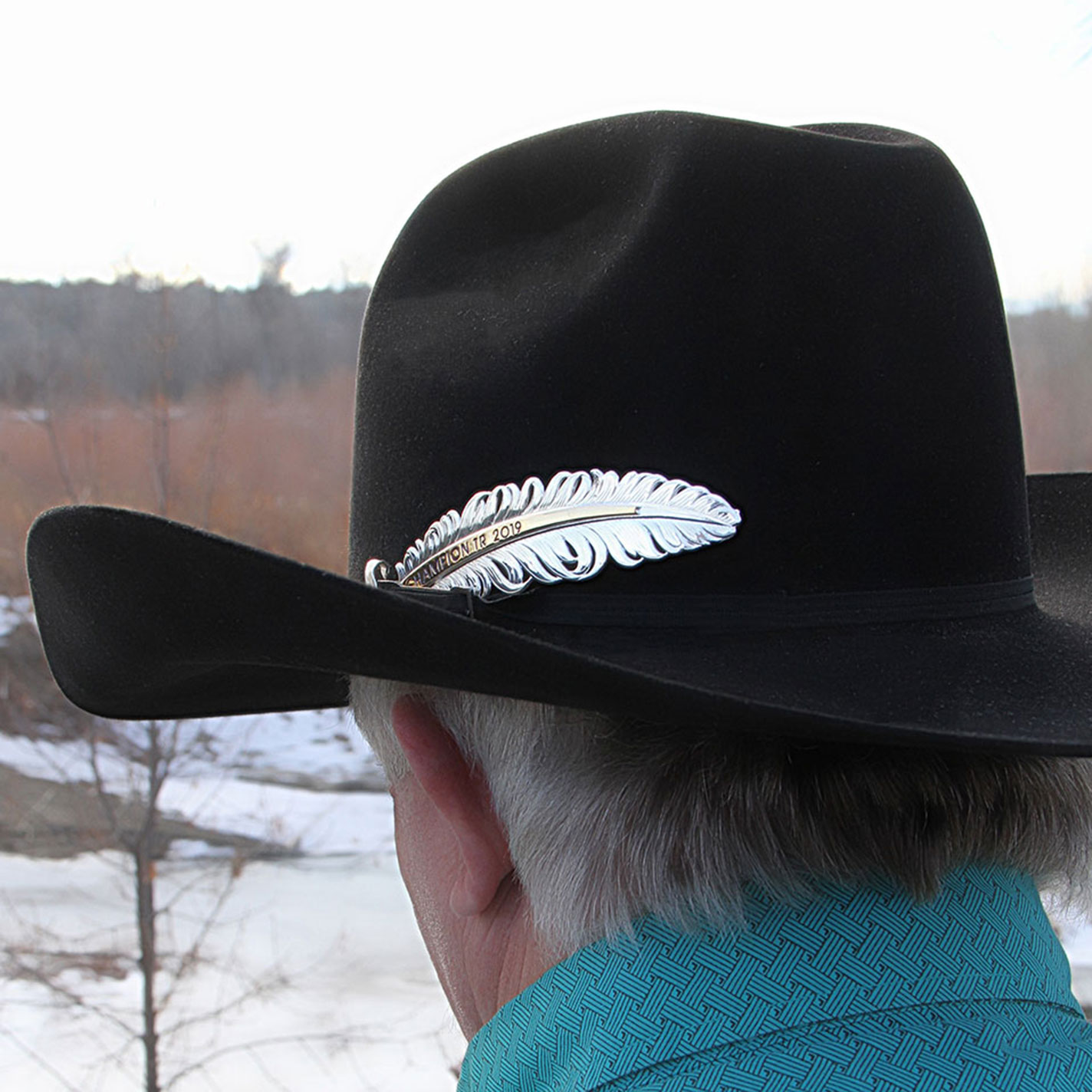 Montana Silversmiths Silver Etched Hat Feather - Image 2